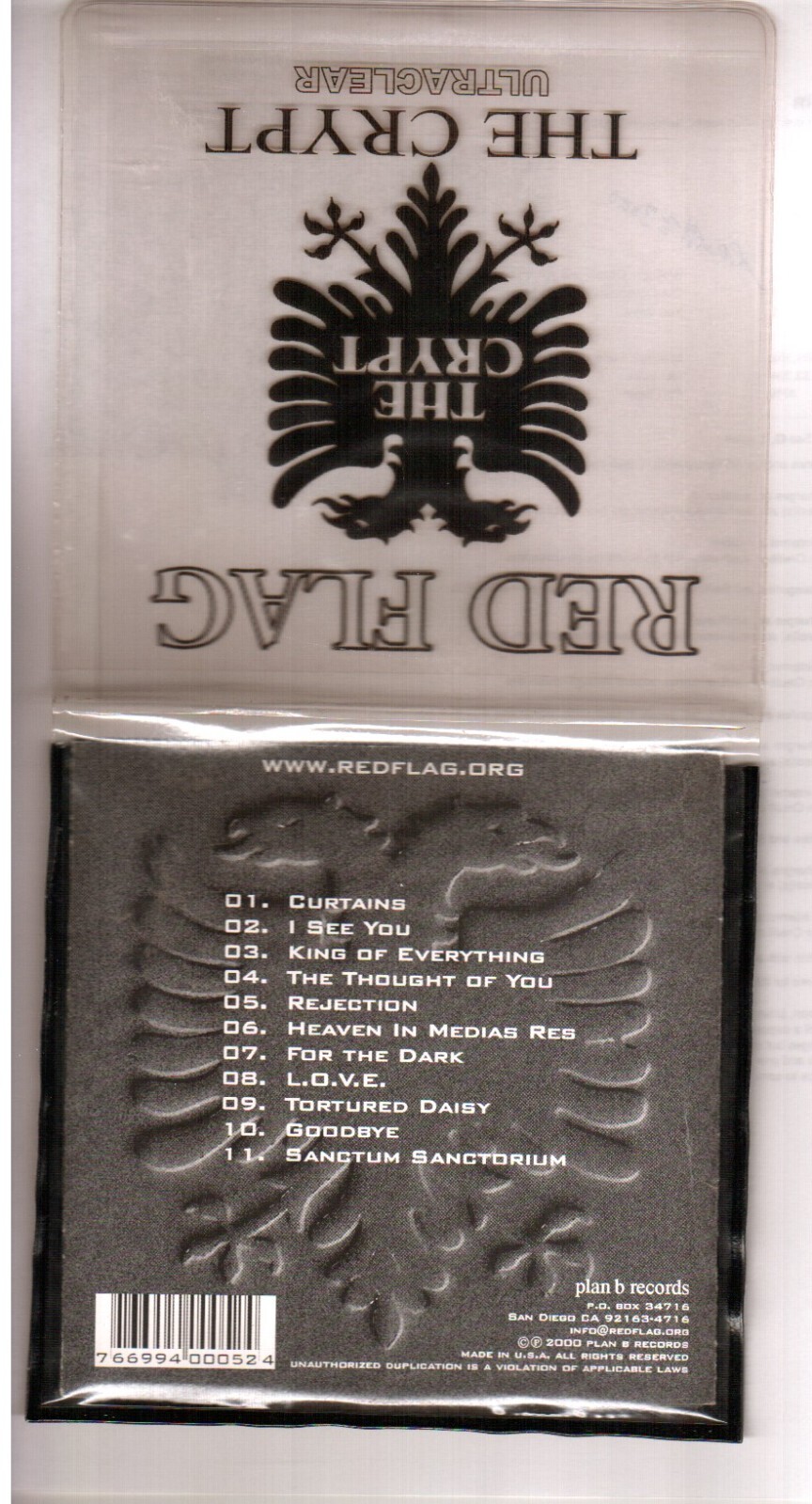 Mega Rare RED FLAG The Crypt Ultraclear CD Black-back CD-R plastic Viewpak