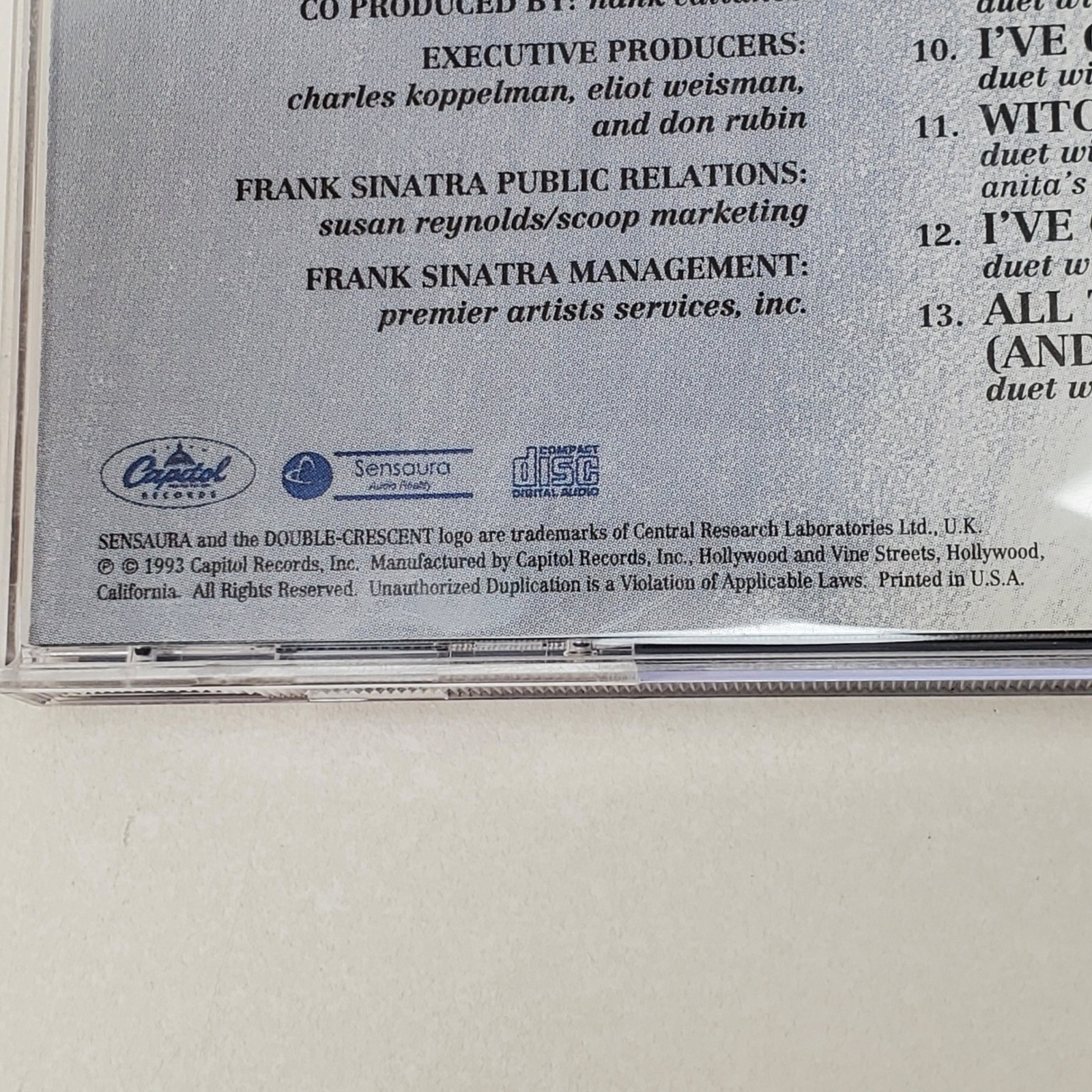 Frank Sinatra Duets CD 1993 Capitol Records 077778961123 LeRoy Neiman Art