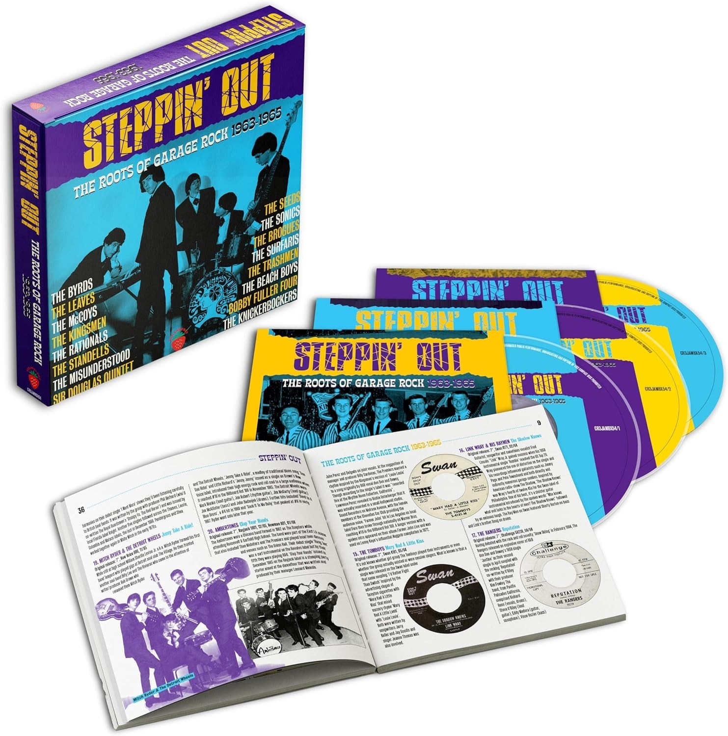 STEPPIN' OUT THE ROOTS OF GARAGE ROCK 1963-1965 3 CD BOX SET BEACH BOYS BYRDS