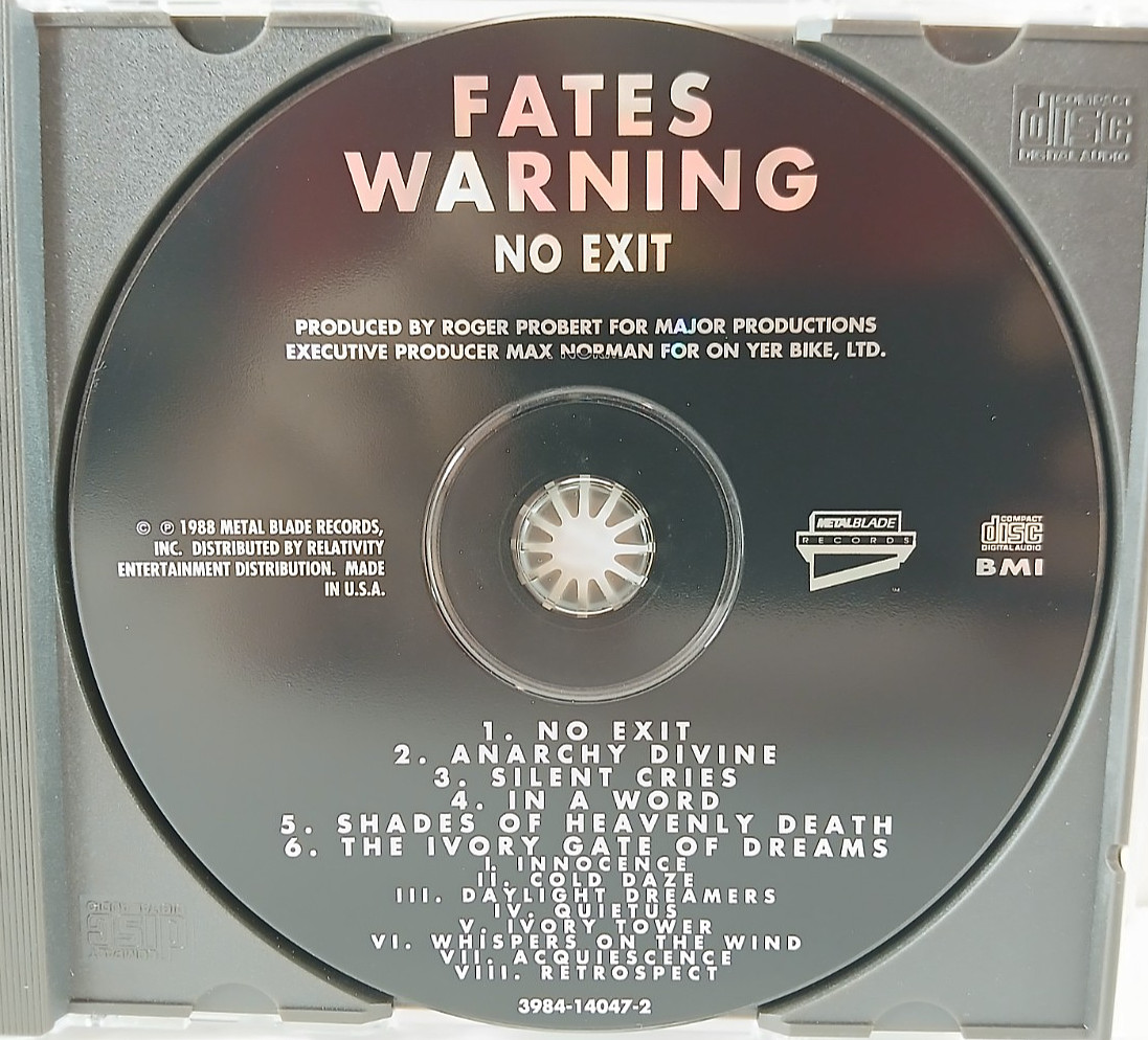 Fates Warning - No Exit CD Original 1988 Release PROG THRASH HEAVY METAL MUSIC