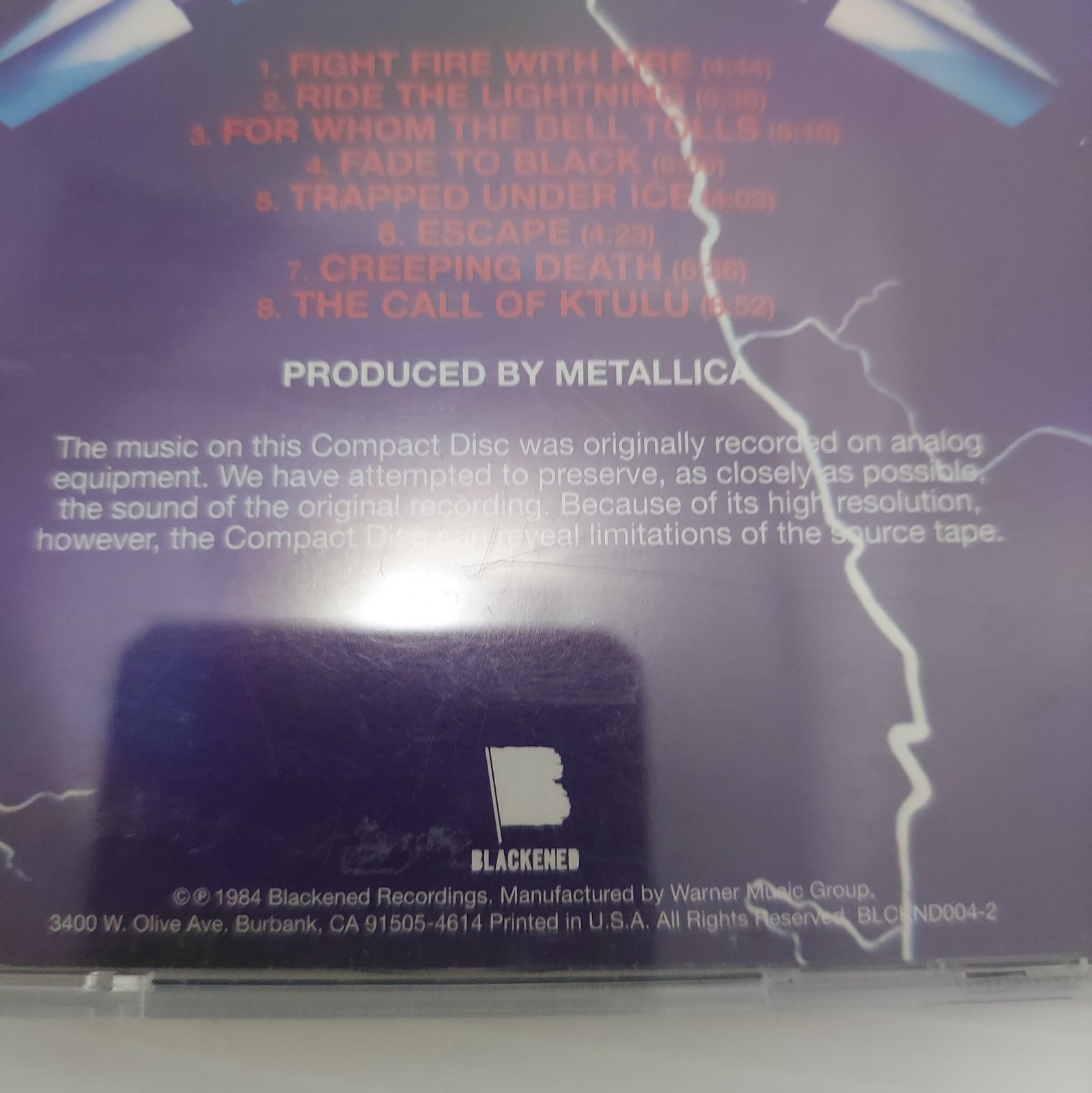 Metallica - Ride The Lightning (CD, Blackend) Thrash Metal Classic Vintage 1984