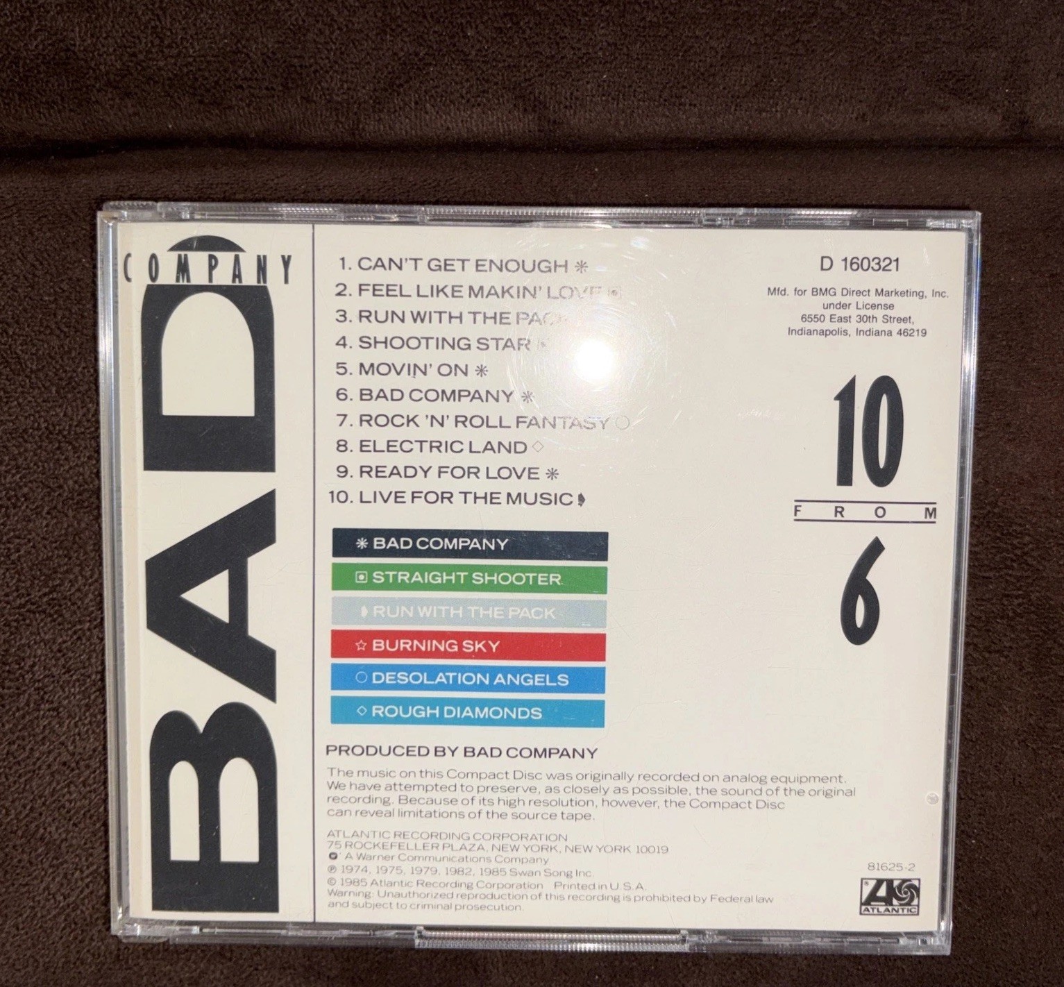 🎵 Bad Company – 10 From 6 CD Greatest Hits 1985 Atlantic VG Tested 💿