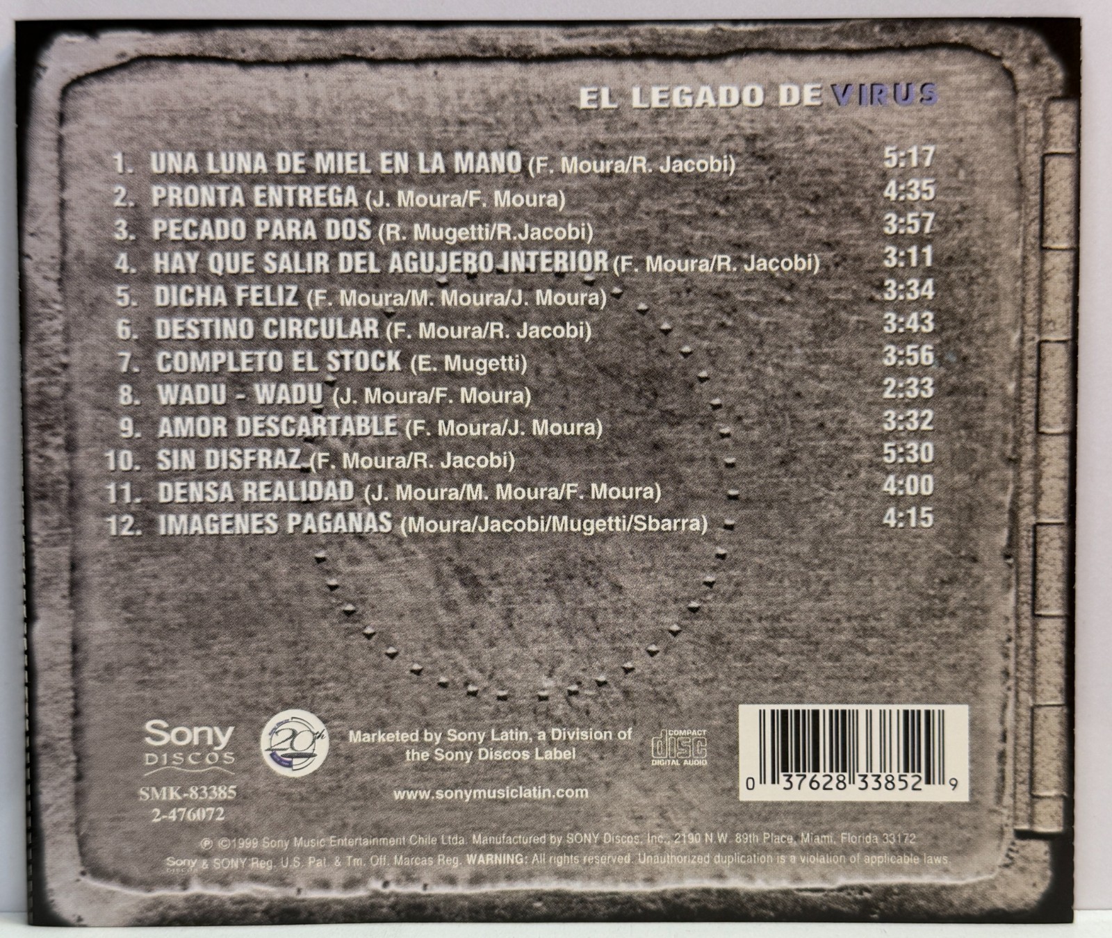 Virus : El Legado de Virus (CD 1999 Sony Discos Chile) *Rare* *Very Good*