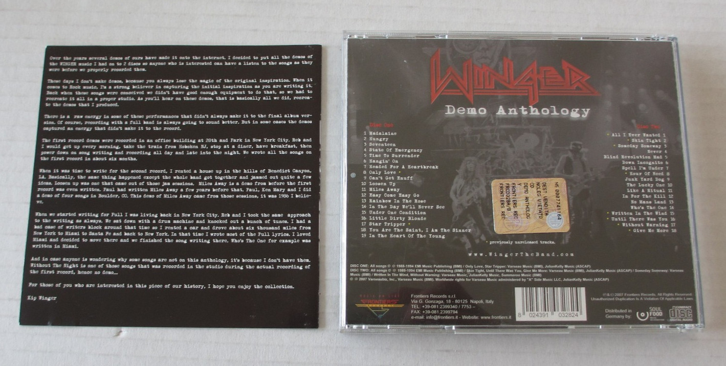 WINGER- DEMO ANTHOLOGY 2xCD 2007 80s HAIR METAL GLAM ROCK