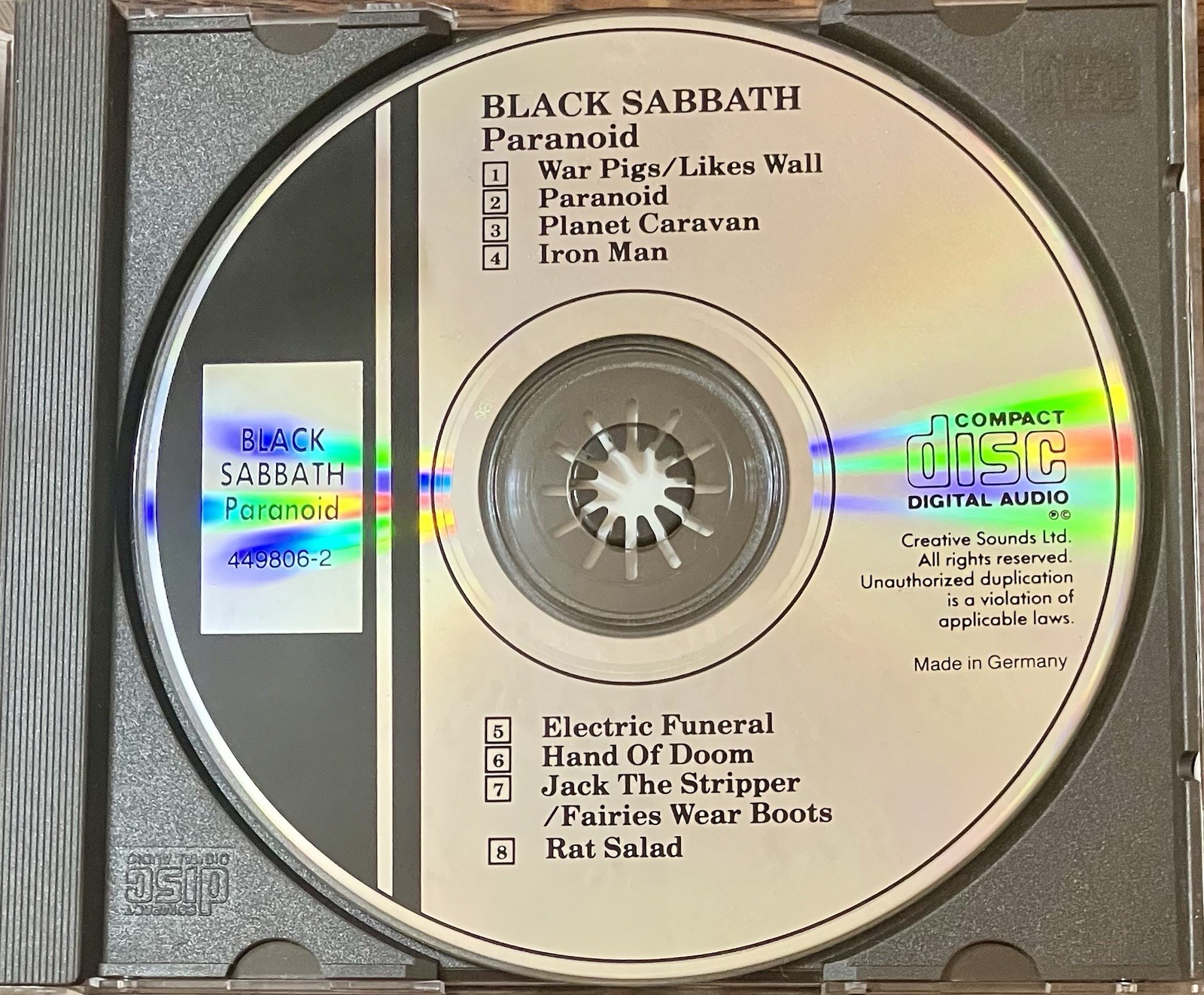 Black Sabbath - Paranoid (CD 1993) CREATIVE SOUNDS, LTD - IMPORT - GERMANY