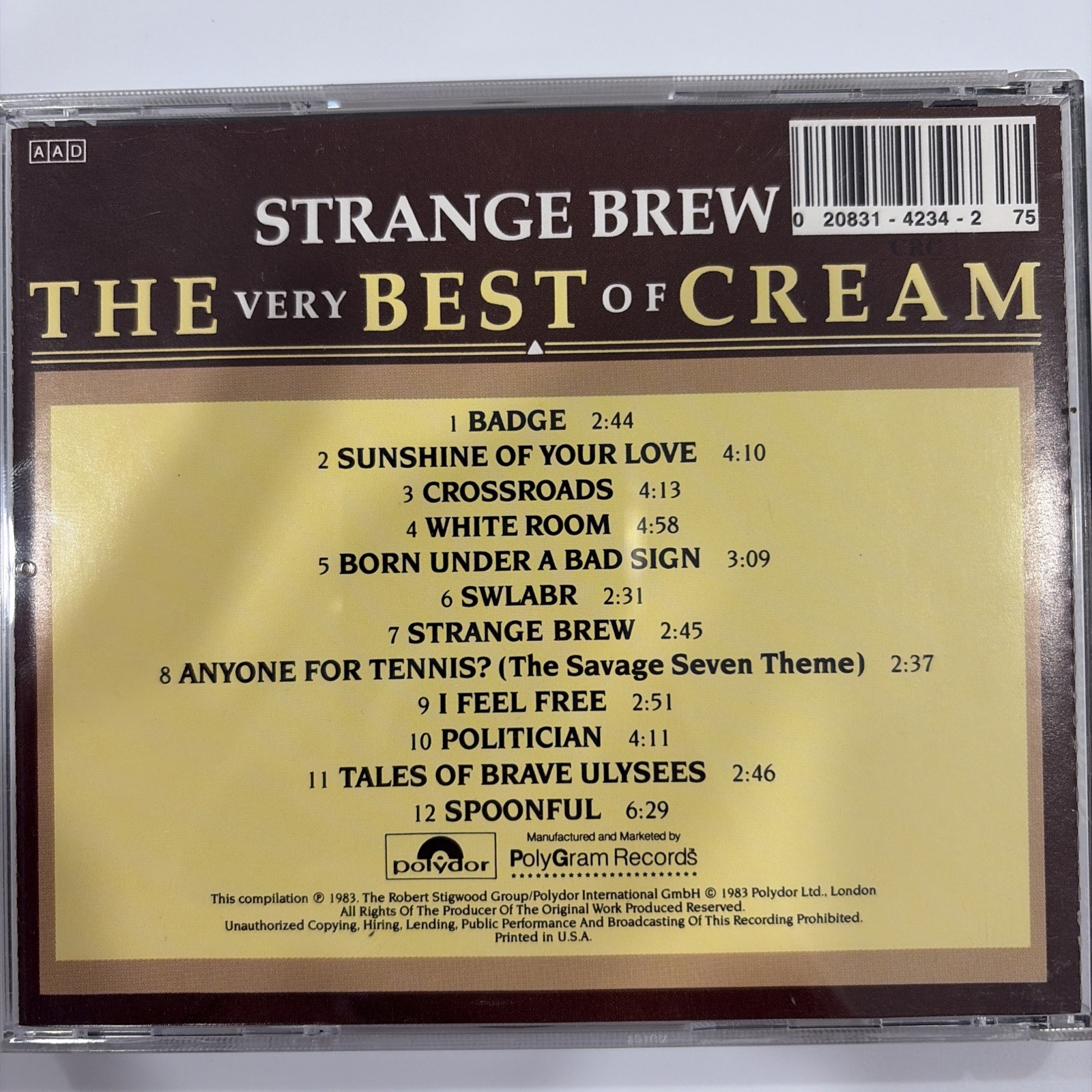 Cream – Strange Brew The Very Best Of CD 1983 Classic Rock Polydor