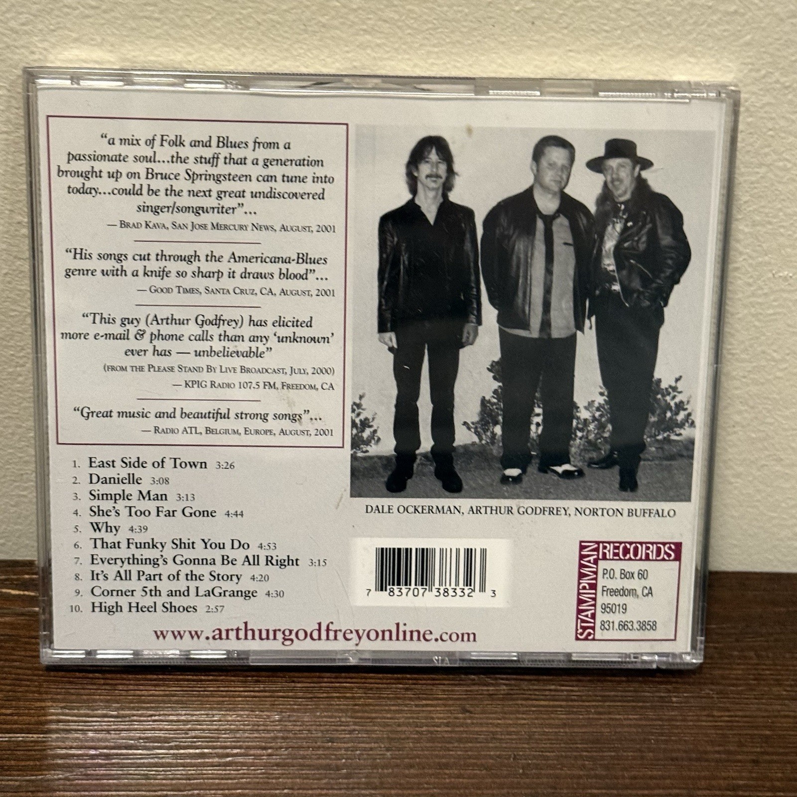 East Side of Town, Arthur Godfrey (CD, 2001) Stampman Records, Blues Rock Indie