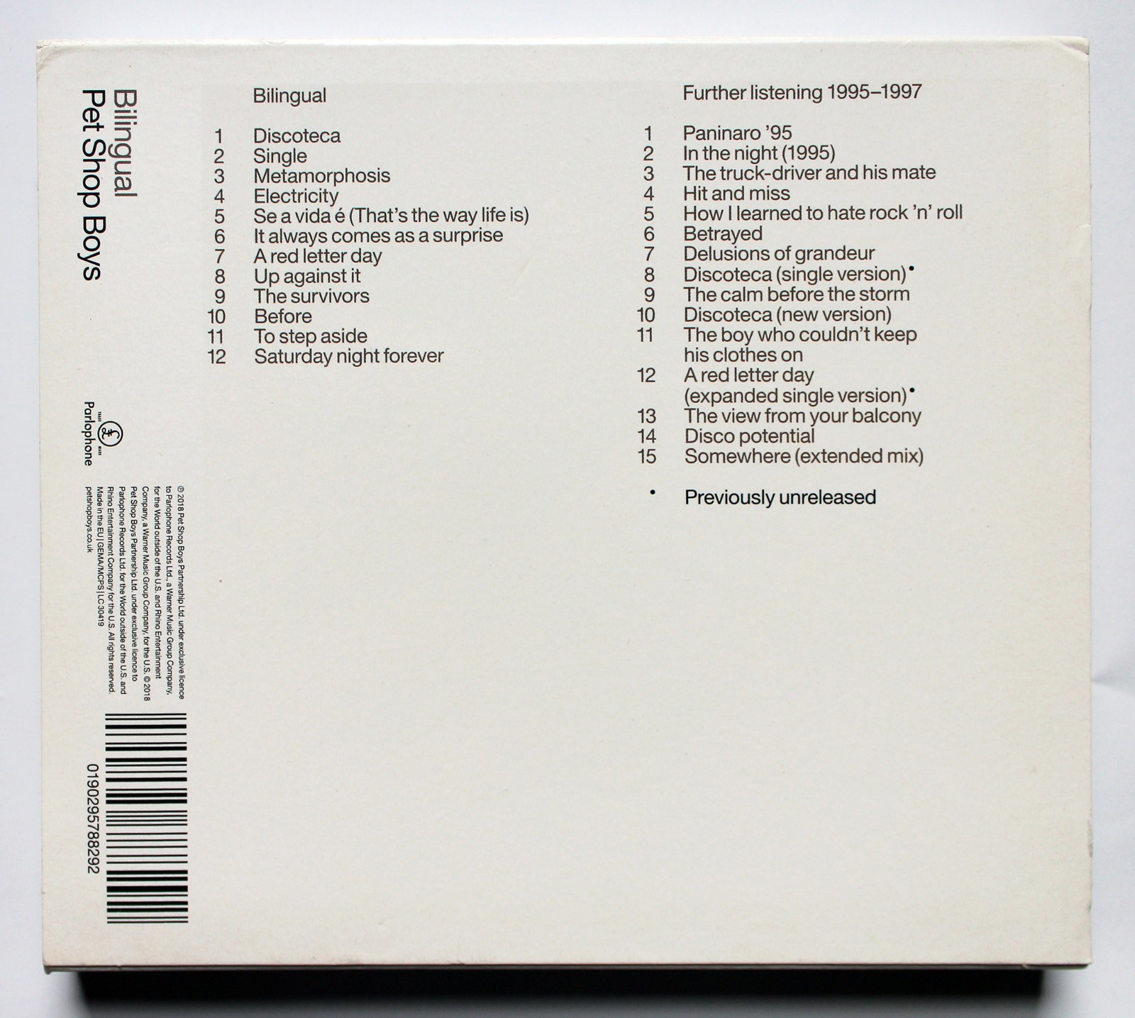 PET SHOP BOYS Bilingual/Further Listening 1995-1997 2CD 2018 UK Import OOP