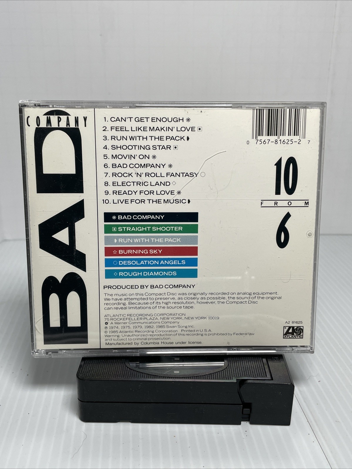 Bad Company 10 From 6 Greatest Hits Album Classic Rock CD 1985 Atlantic Records