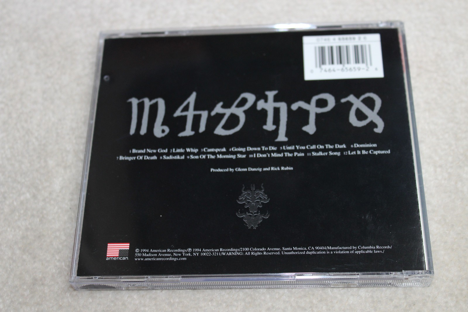 Danzig - Danzig 4/4P Columbia Version (CD 1994 American) Misfits Samhain
