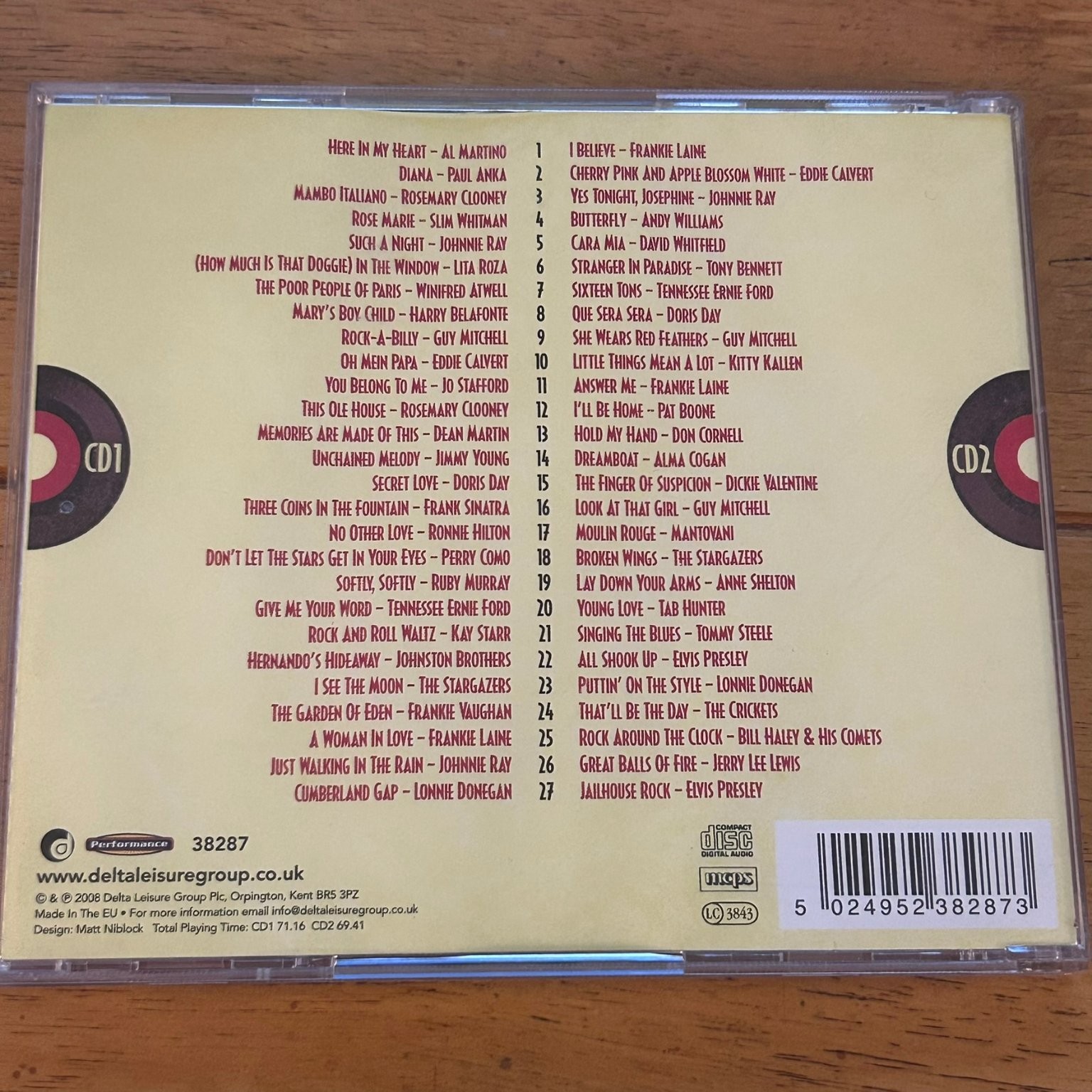 Number 1 Hits of the 1950s CD 2008 54 Original Timeless Classics Pop Vocal