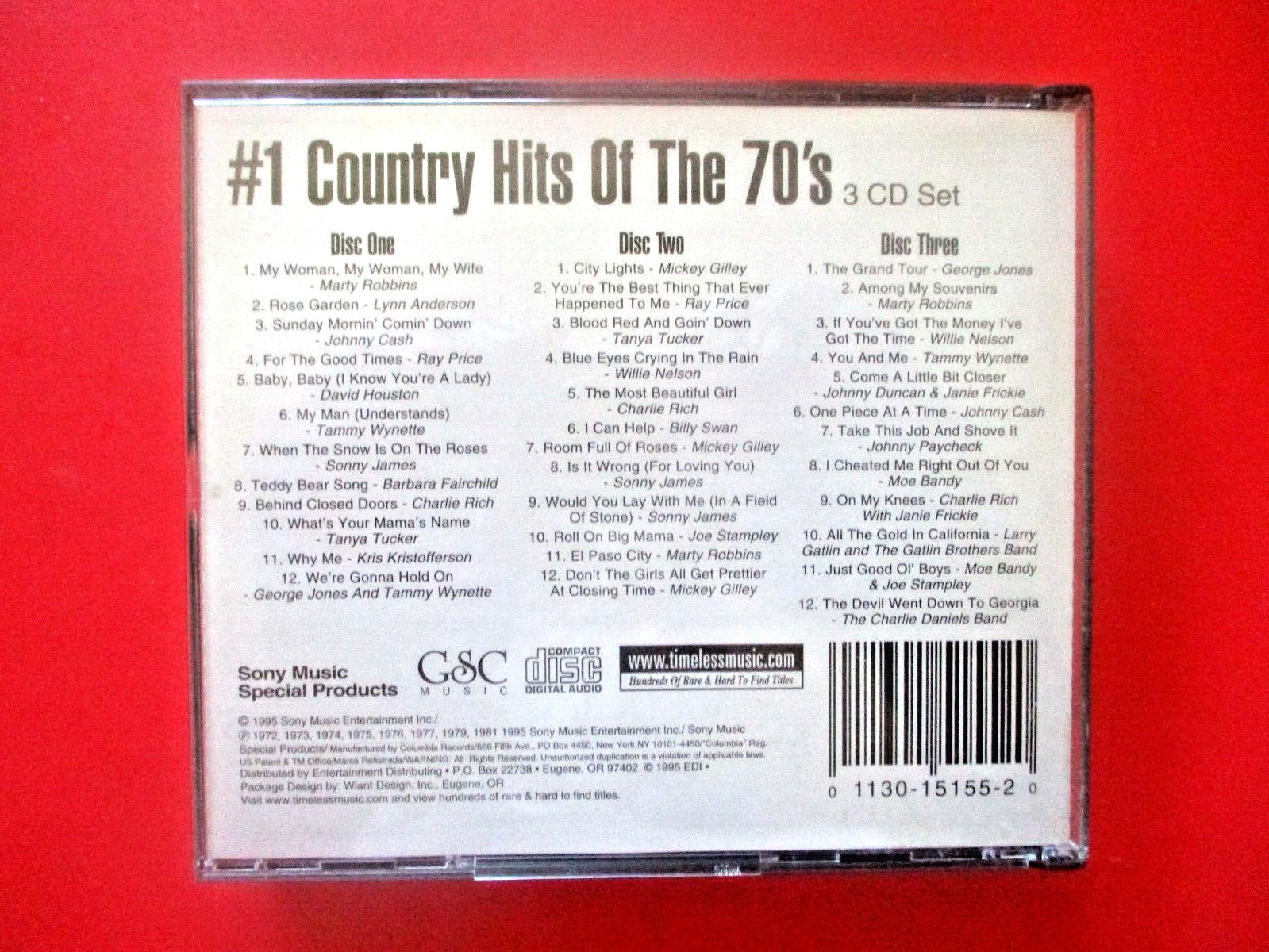 mint - 3 CD Box Set - #1 COUNTRY HITS OF THE 70's - 1970's Oldies - Sony Music