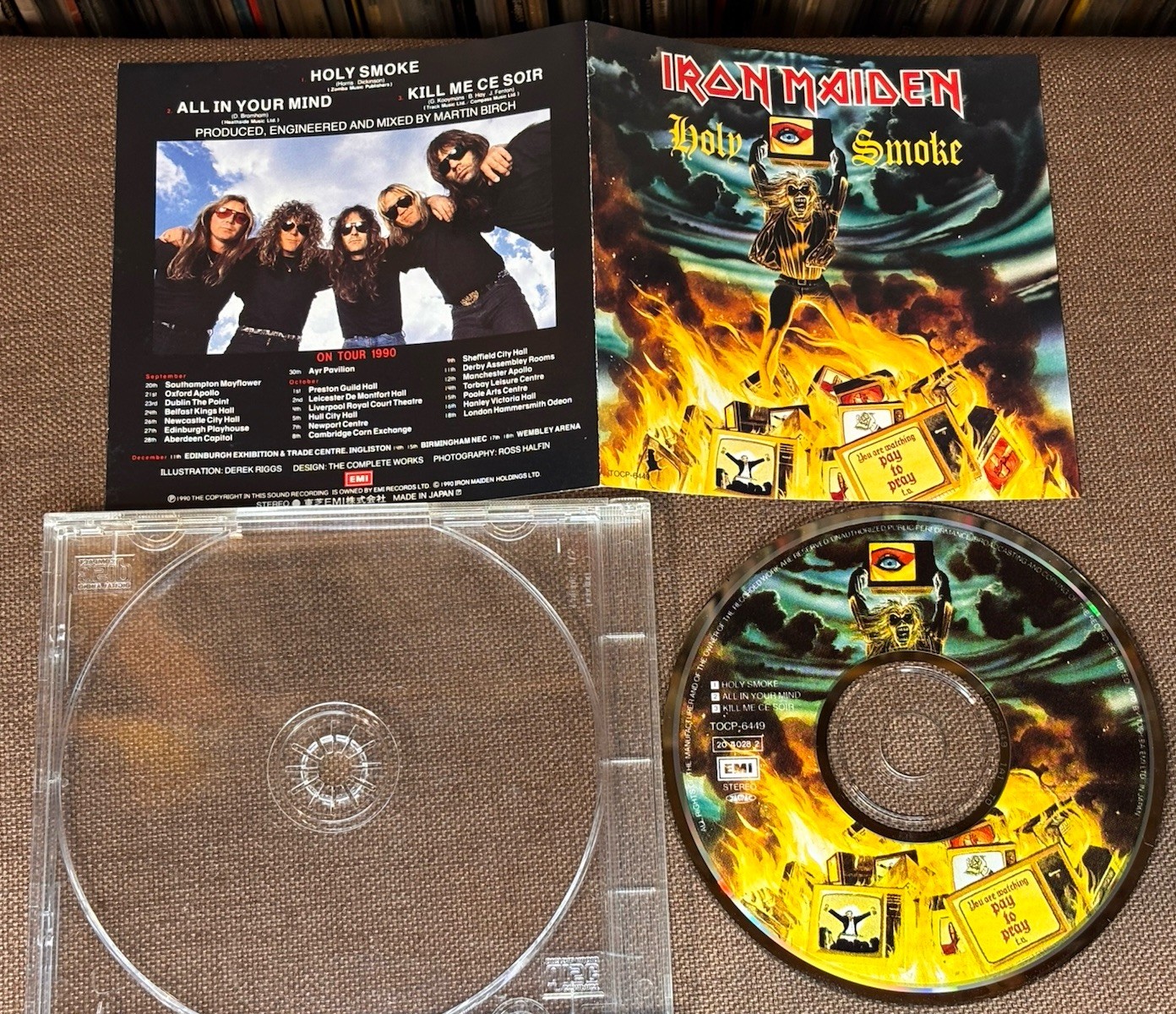 IRON MAIDEN Holy Smoke JAPAN 5" MAXI CD TOCP-6449 w/ PS 3 tracks 1990 issue