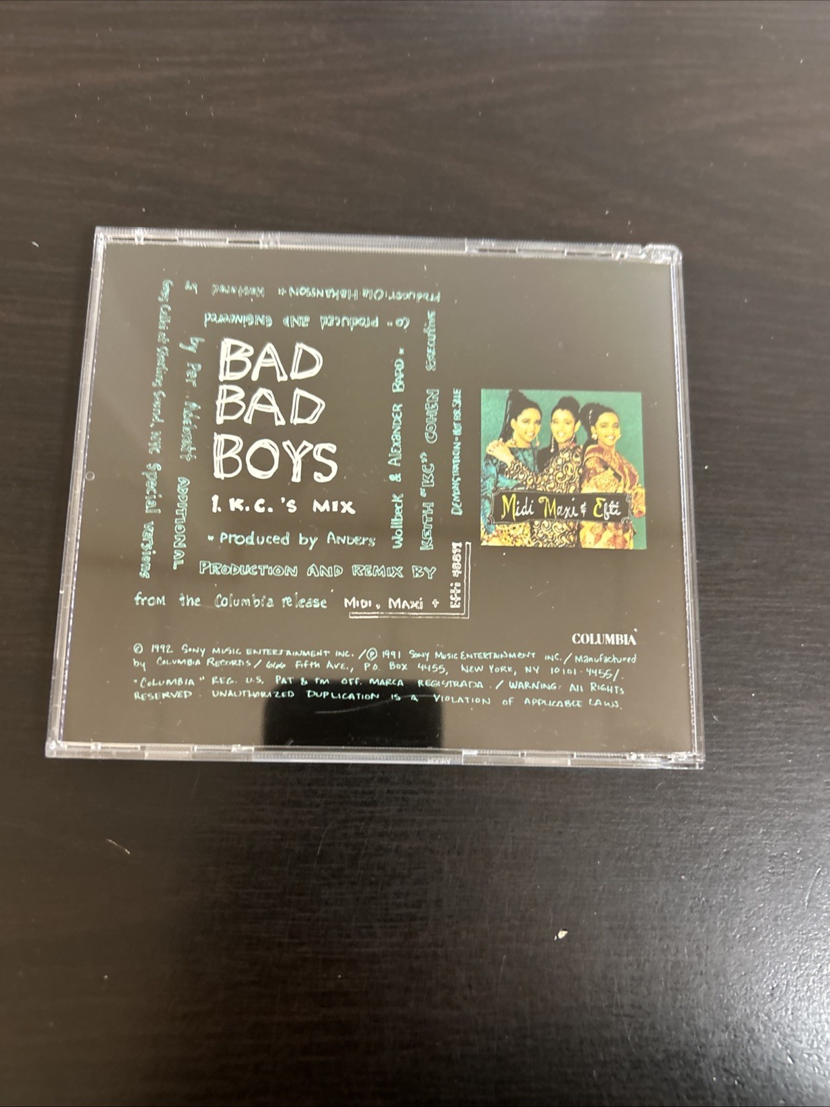 Bad Bad Boys Midi Maxi & Efti CD Single Promo 1992 Hip Hop Reggae Pop K.C.’s Mix