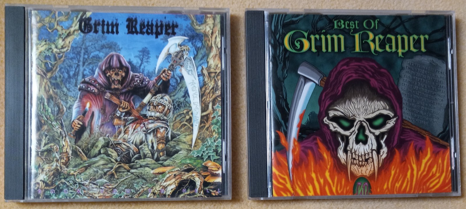 Grim Reaper 2 CD lot - 1987 Rock You to Hell, First Edition + 1999 Best of CD