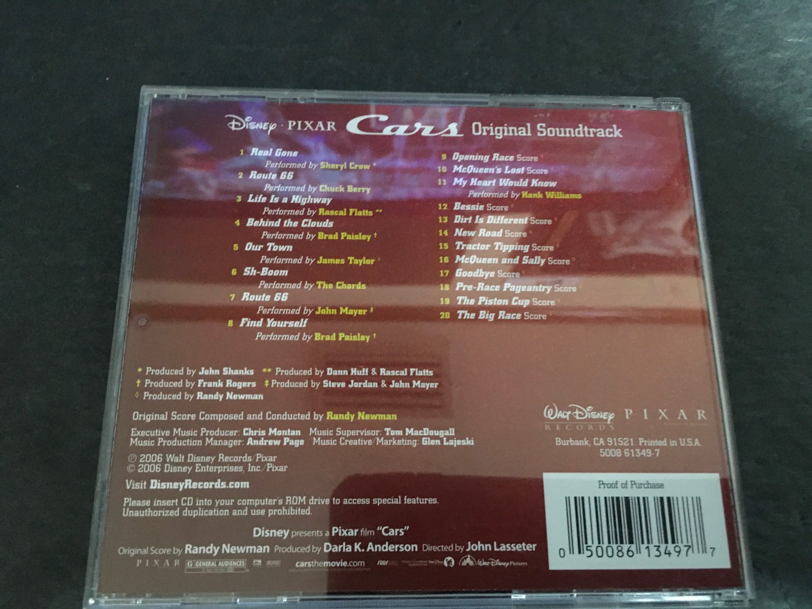 Cars Soundtrack CD