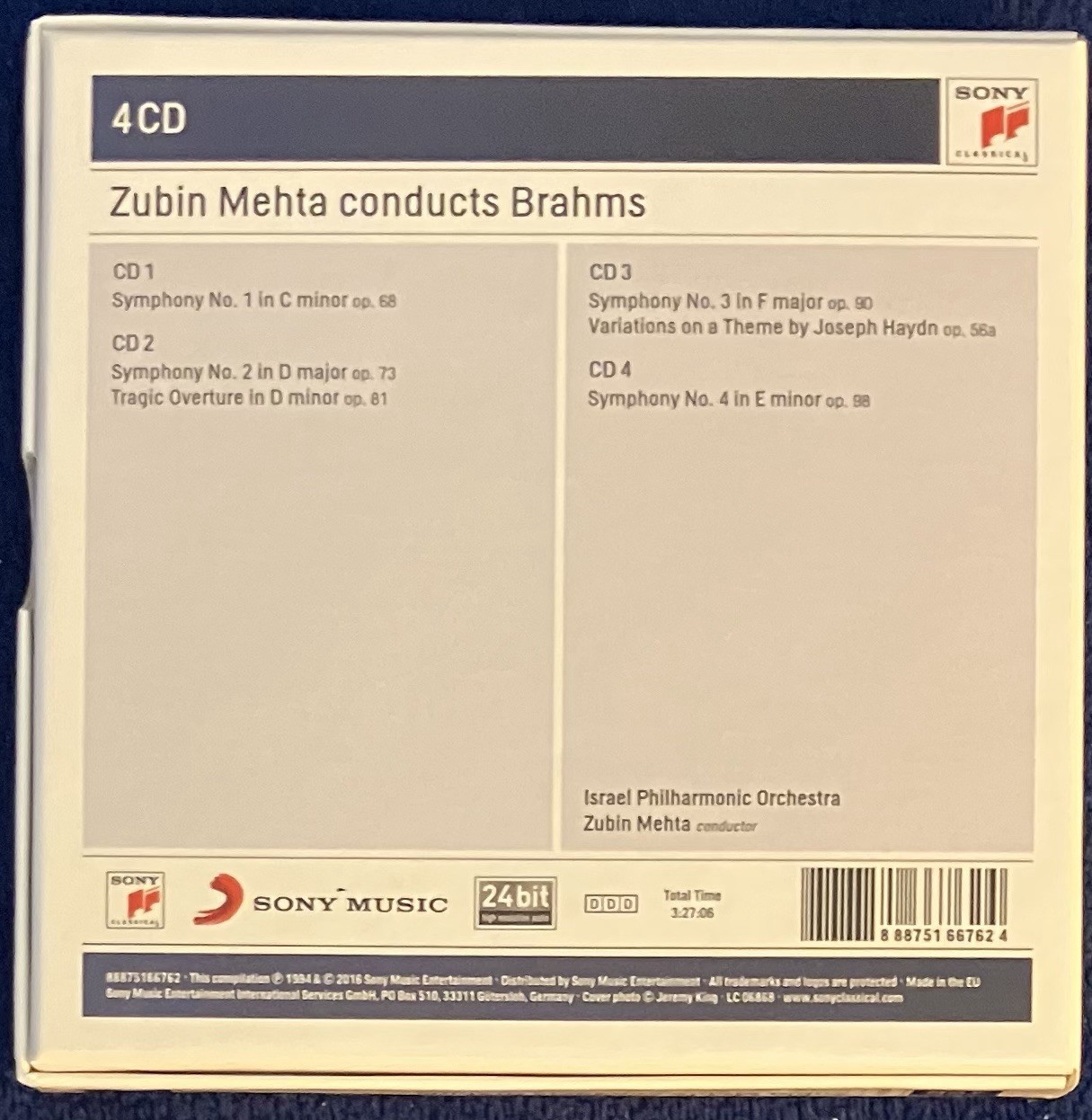 Zubin Mehta Conducts Brahms Israel Philharmonic 4 CD Sony Masters Box Set MINT!