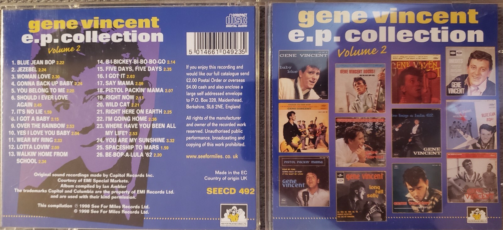 EP Collection Vol 2 Gene Vincent CD 1998 See For Miles FAST SHIP FROM USA