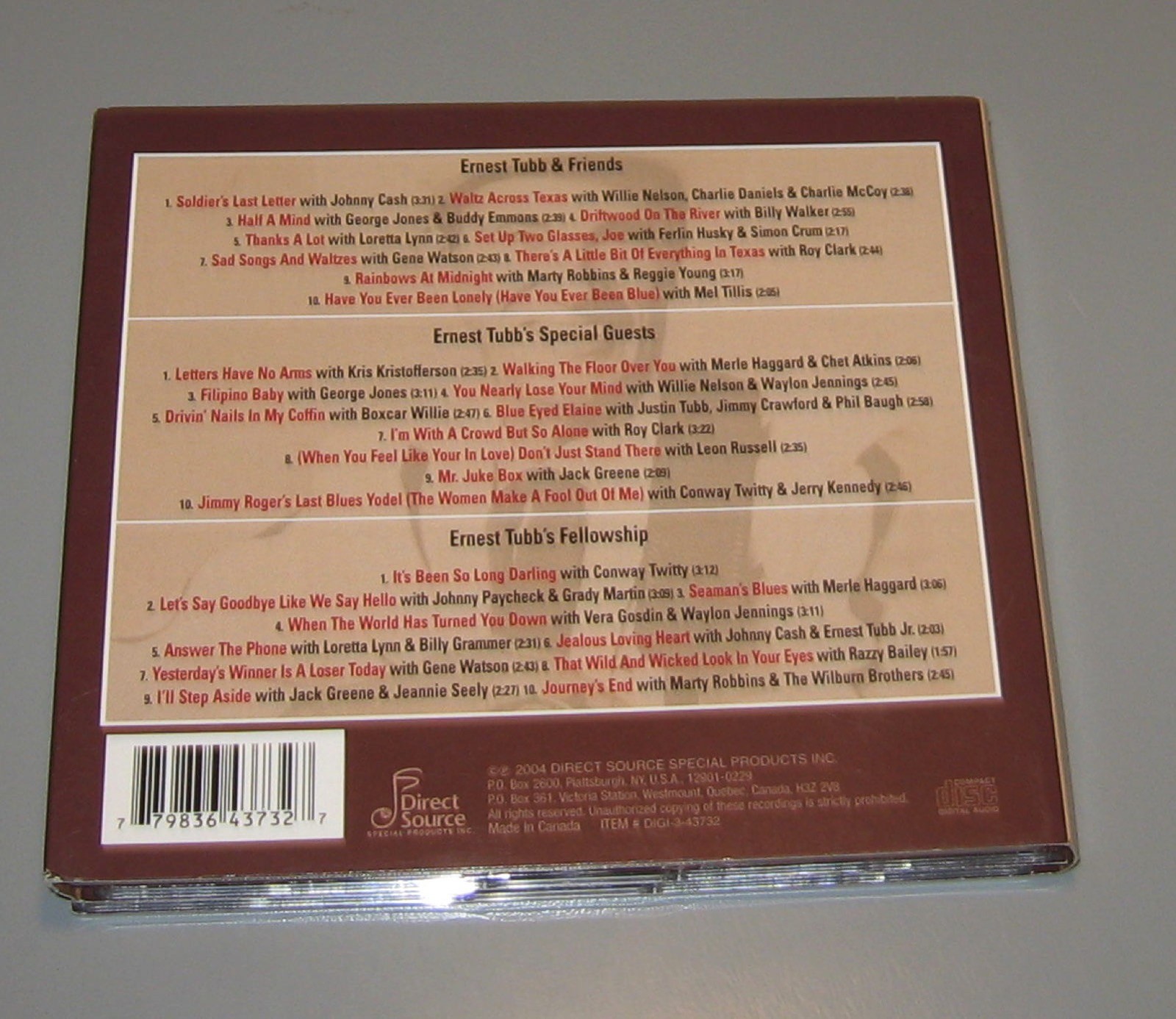 Ernest Tubb - Ernest Tubb & Friends (CD, 2004, 3 Discs, Direct Source) Country