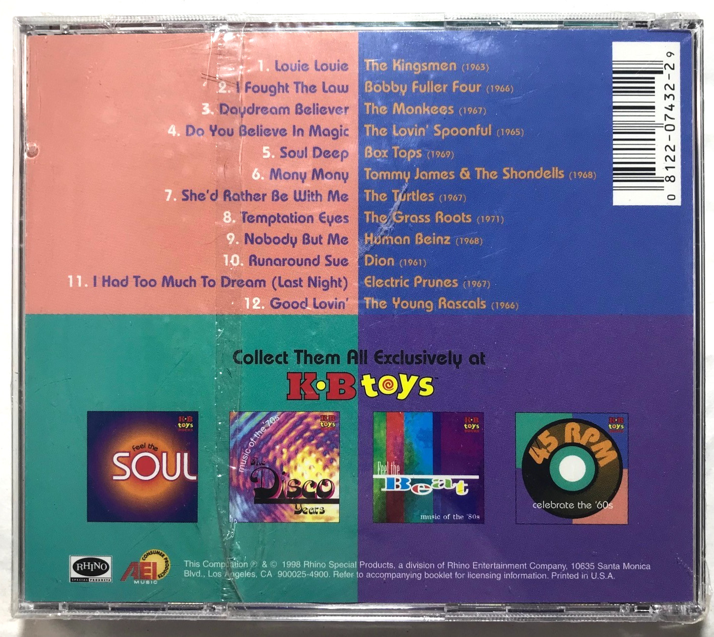 K B Toys Rocks 45 RPM CD celebrate the 60's compilation 1998 SEALED
