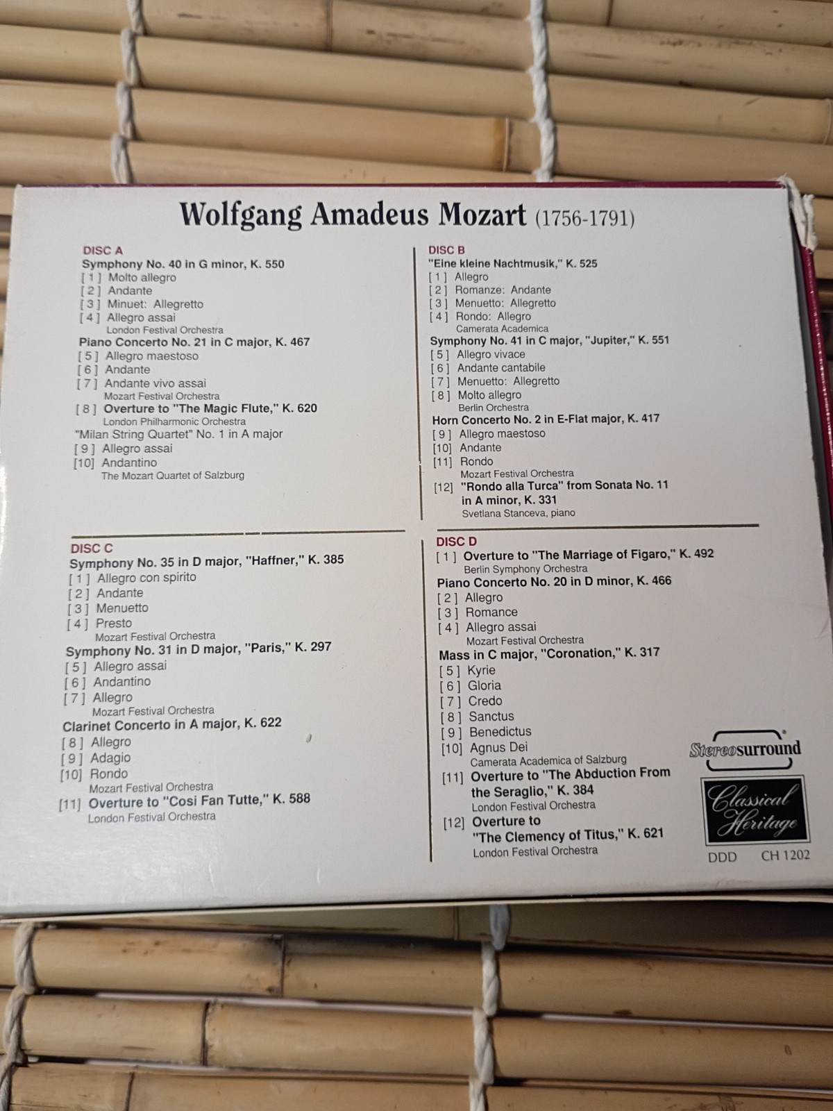 A Mozart Festival Set Of 4 CDS Great Condition 1993
