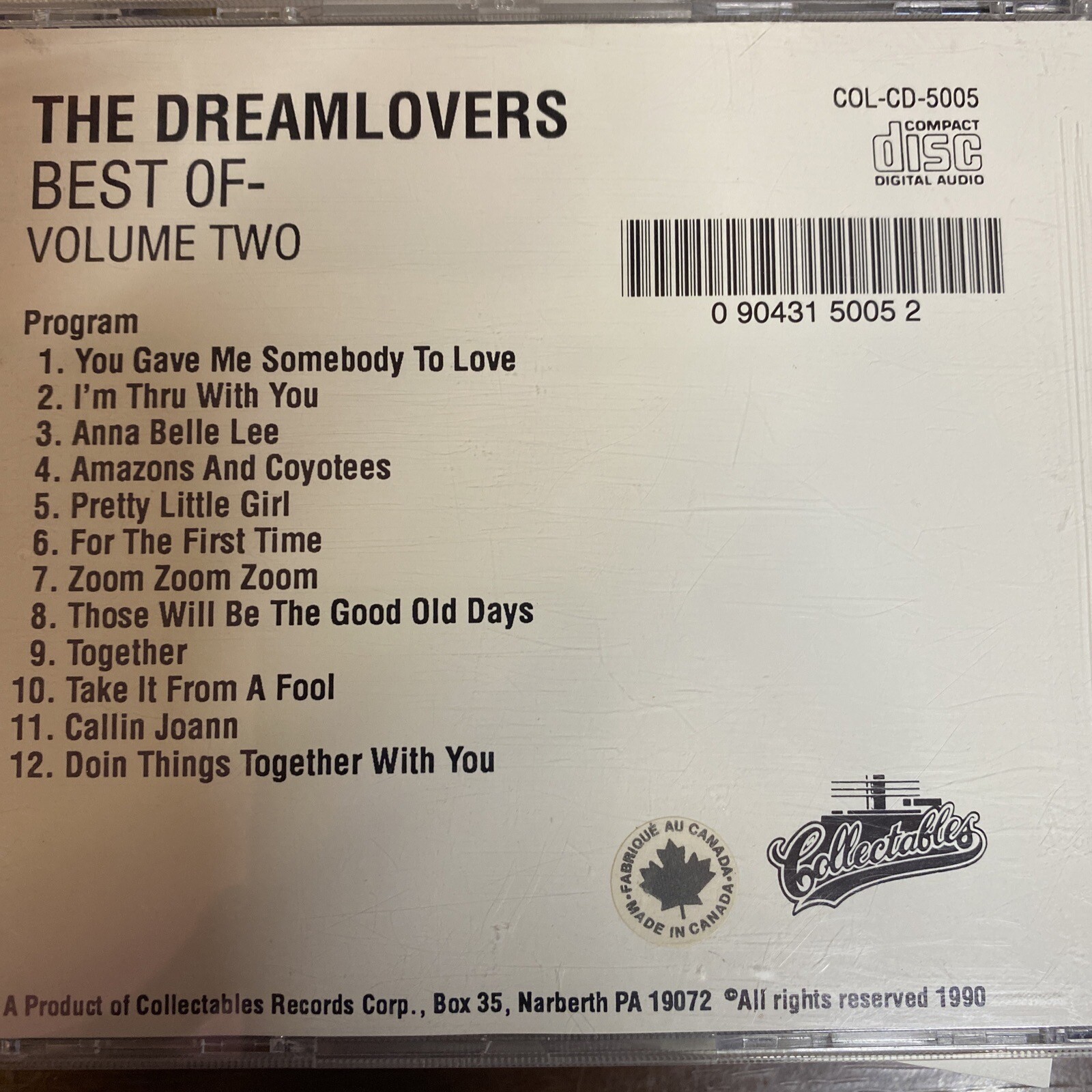 THE Dreamlovers - Best of Volume 2 cd RARE! Canada release doo wop! N- MINT! ZZ