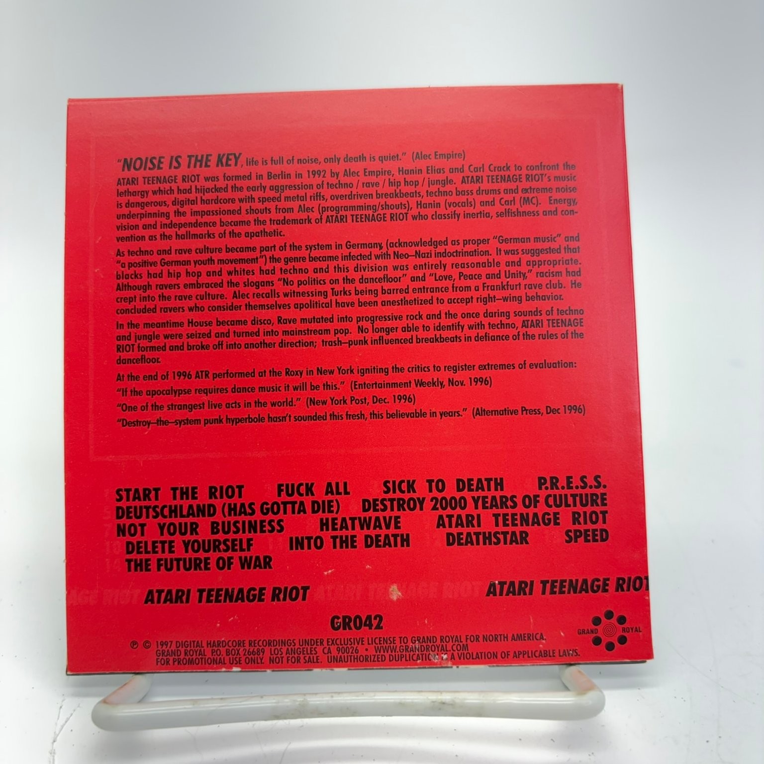 Atari Teenage Riot – Burn, Berlin, Burn! CD 1997 Advance Promo Digital Hardcore