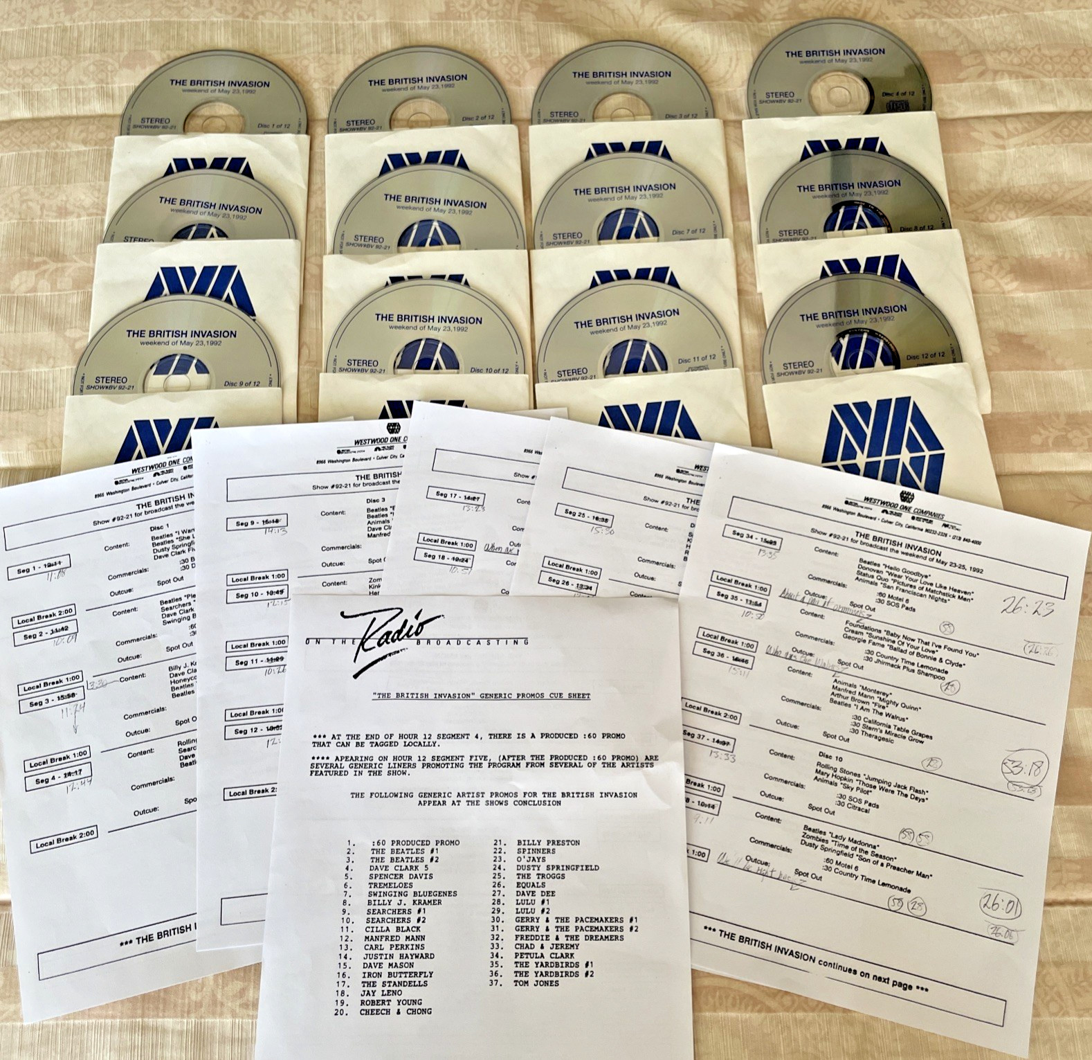 "The British Invasion" Westwood One Radio Show # 92-21 12 CD Set with Cue Sheets