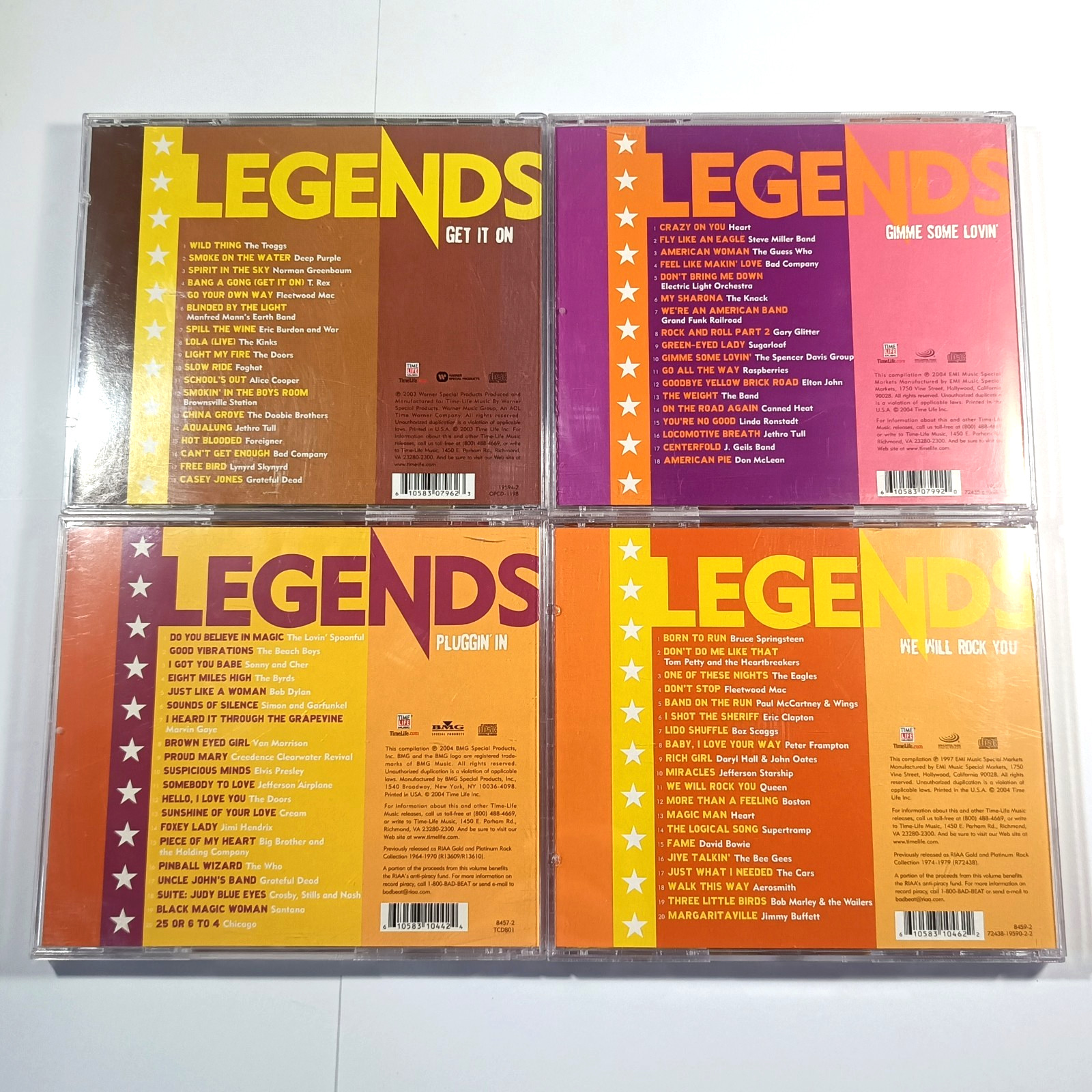 Time Life Legends lot of seven CDs 2003 2004 classic rock 1960s 1970s tested