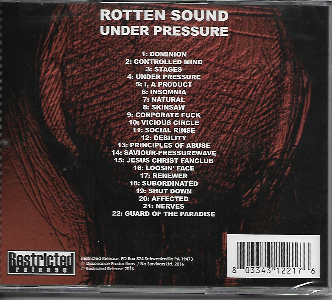 ROTTEN SOUND-UNDER PRESSURE-CD-grindcore-nasum-nails-lock up-napalm death