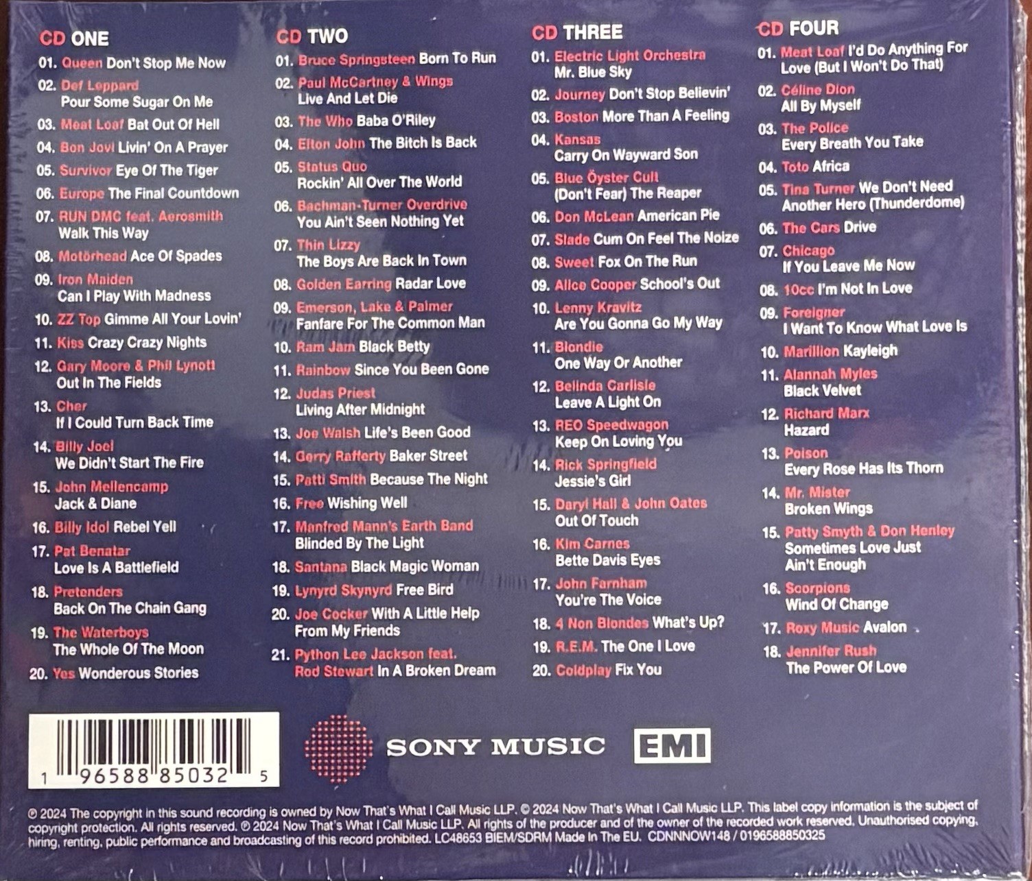 VARIOUS ARTISTS "NOW THAT'S WHAT I CALL ROCK ANTHEMS" NEW ORIGINAL 2024 UK 4CD