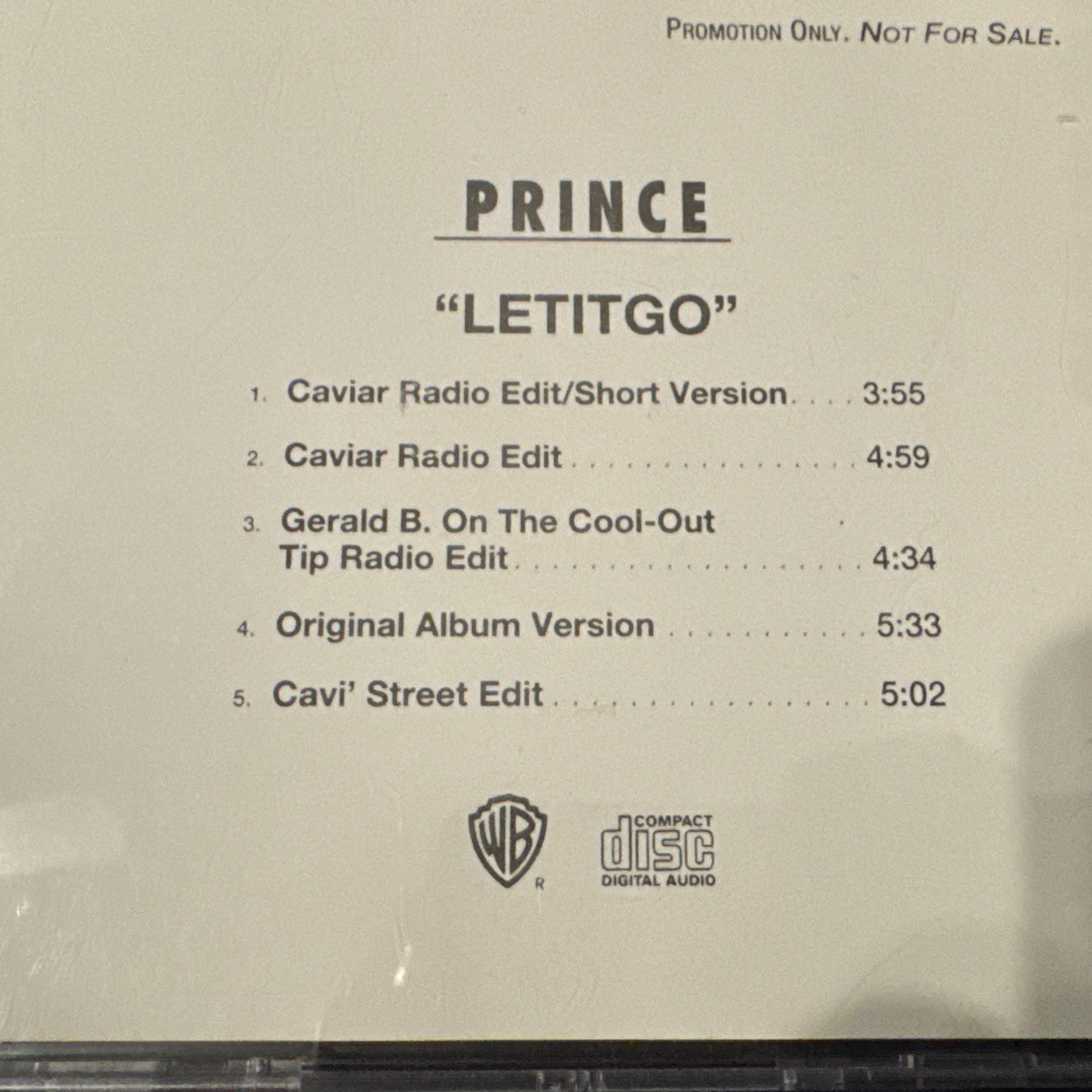 NM 1994 Promo Single Prince LetItGo 6 Songs Instrumental Let It Go PRO-CD-7204-R