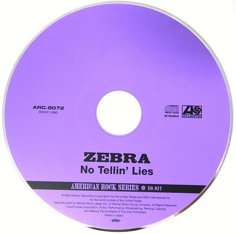 Zebra – "No Tellin' Lies" JAPAN - 2013 RE - Remastered -Arcàngelo -Hard Rock CD