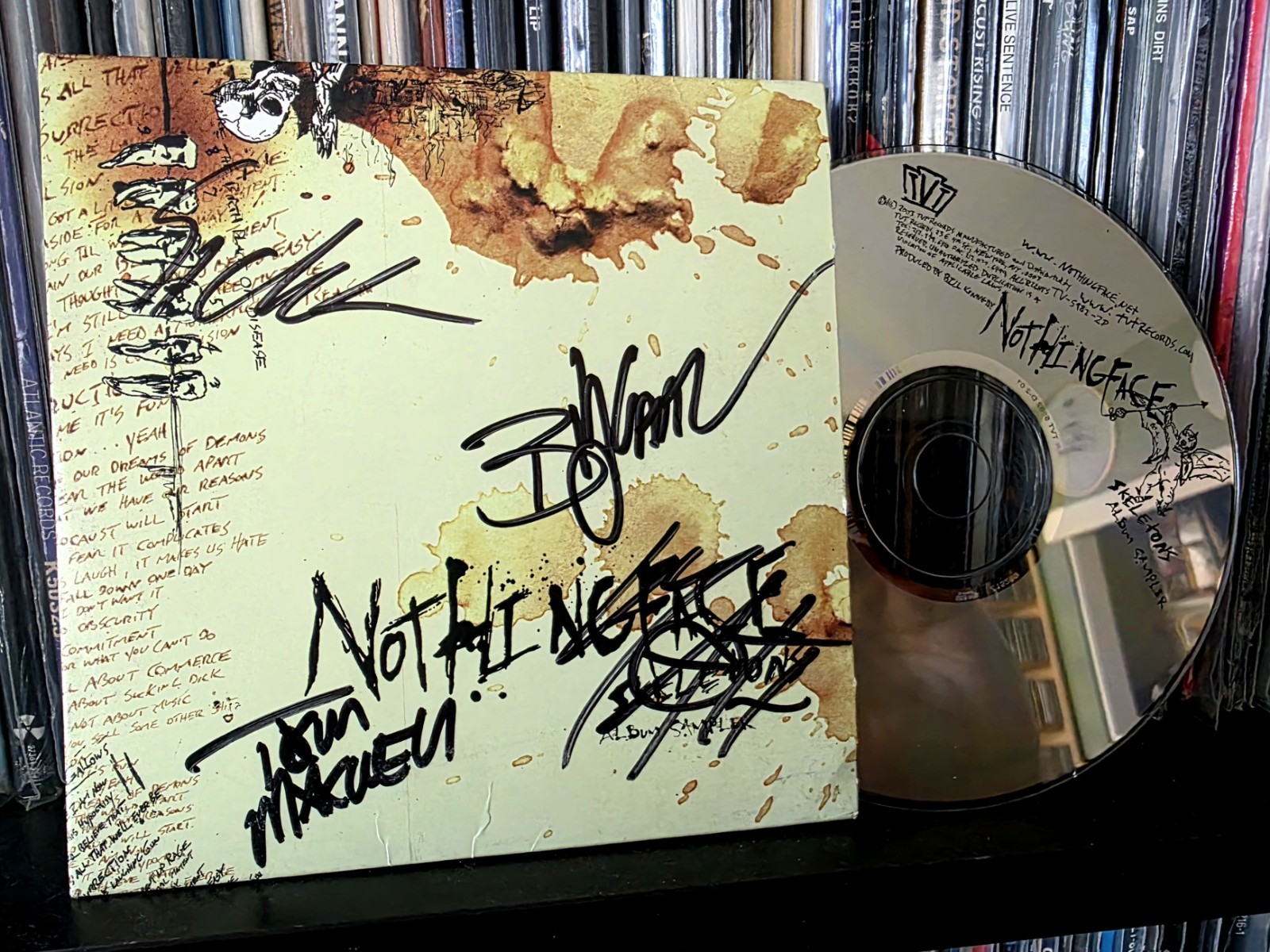 NOTHINGFACE " Skeletons " 3 Song Promo Signed All 4 W Die cut Sticker RIP Matt