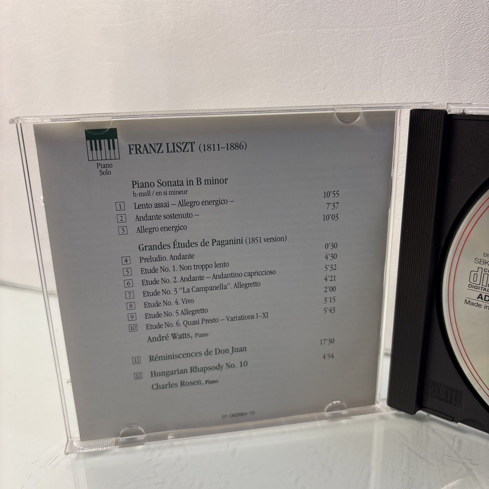 Liszt Piano Sonata B Minor CD Andre Watts Charles Rosen Sony Classical