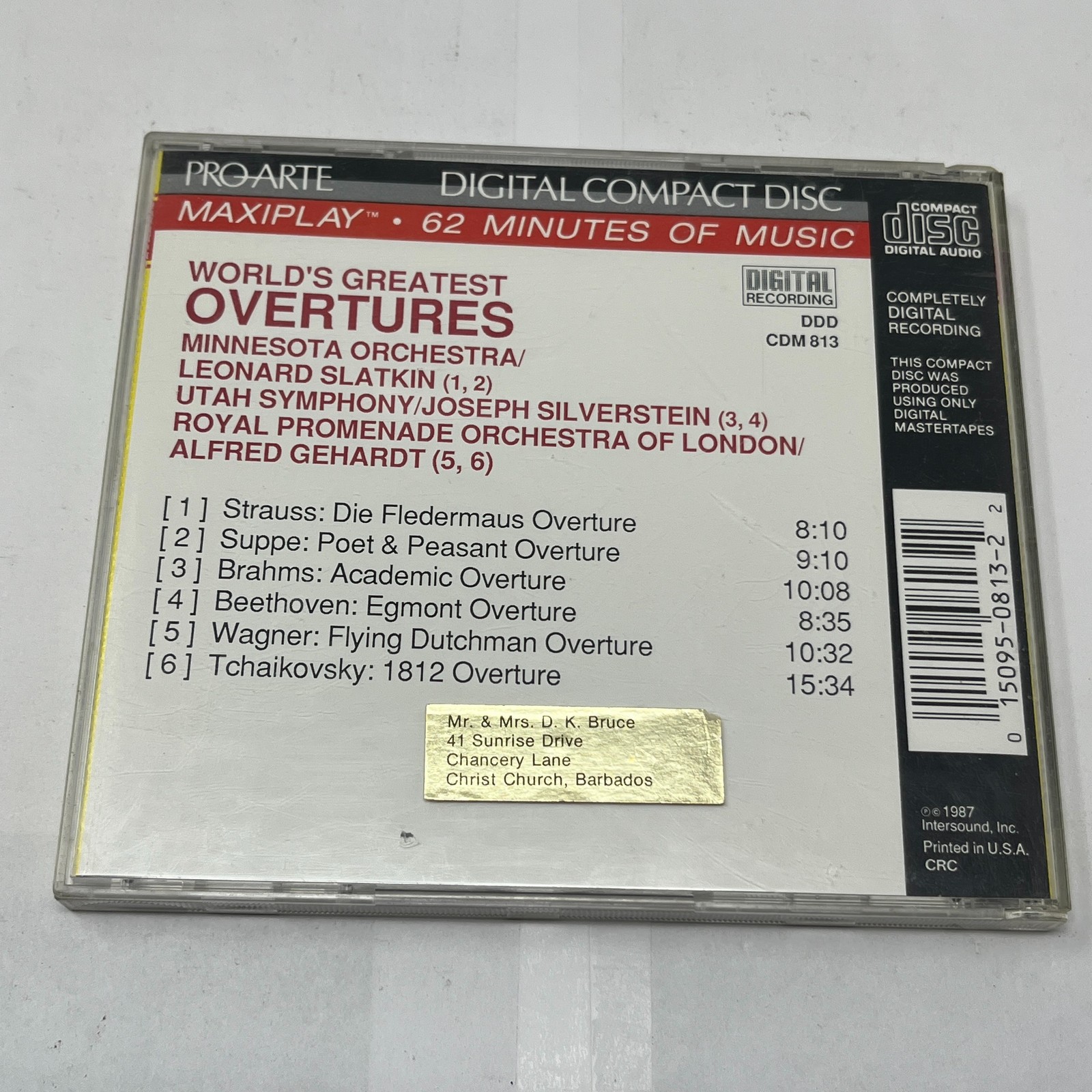 World's Greatest Overtures CD Digital Recording Pro Arte Classical Compilation