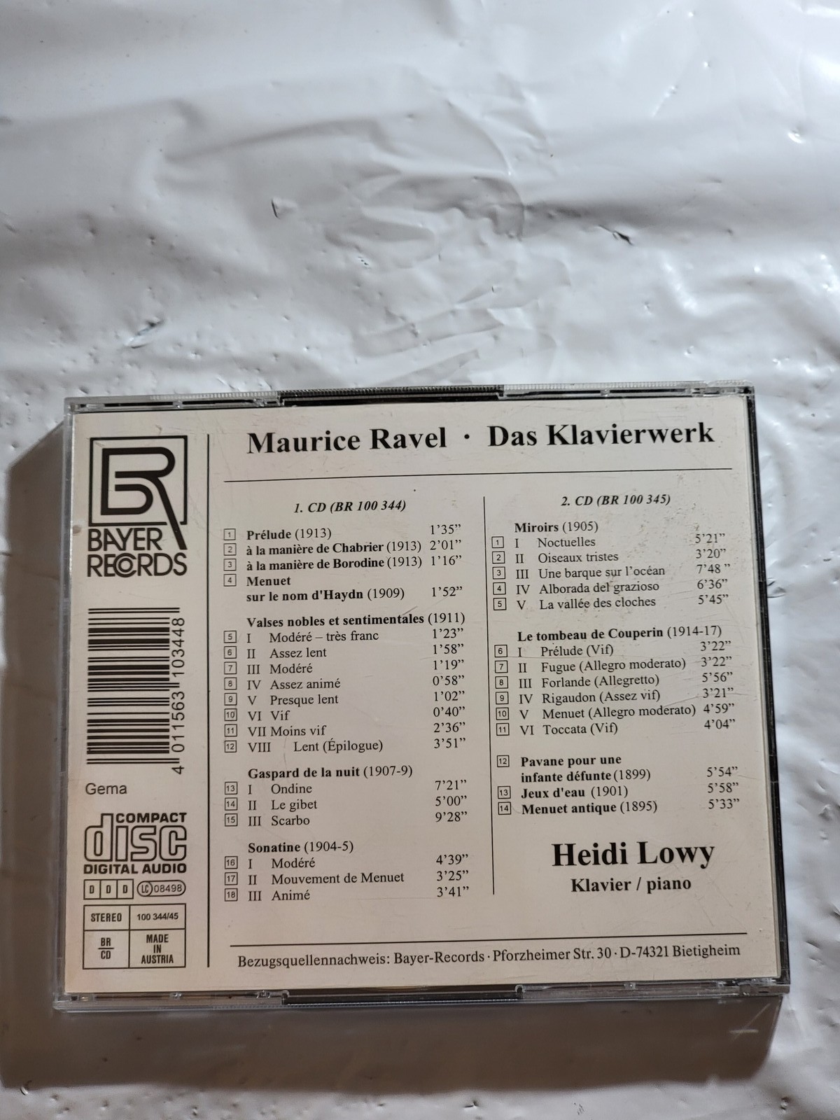 Maurice Ravel Piano Works CD Set Heidi Lowy Bayer Records 100 344/345