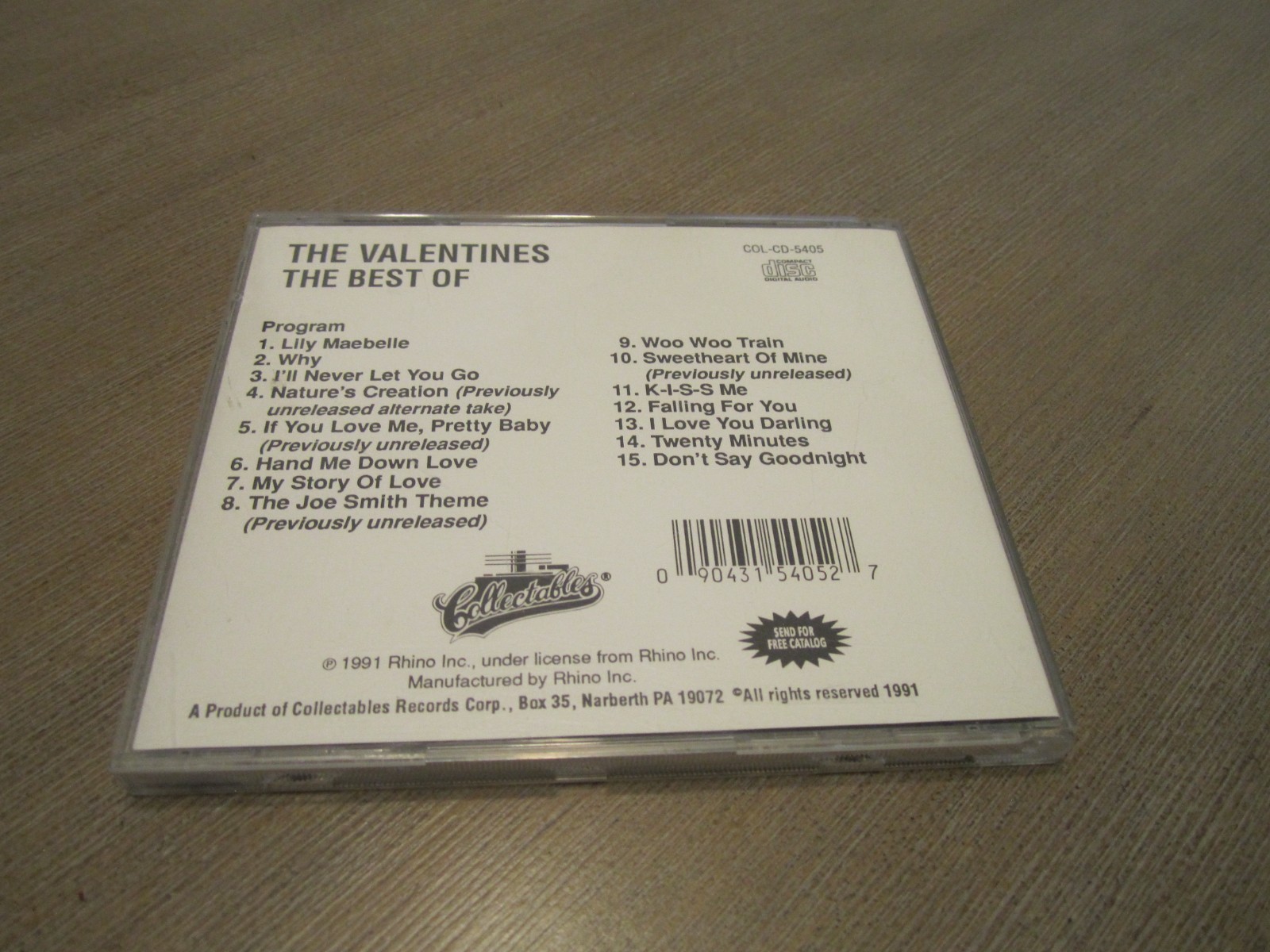Collectables The Best of the Valentine's Doo Wop (1991 Rhino Records) FREE SHIP!