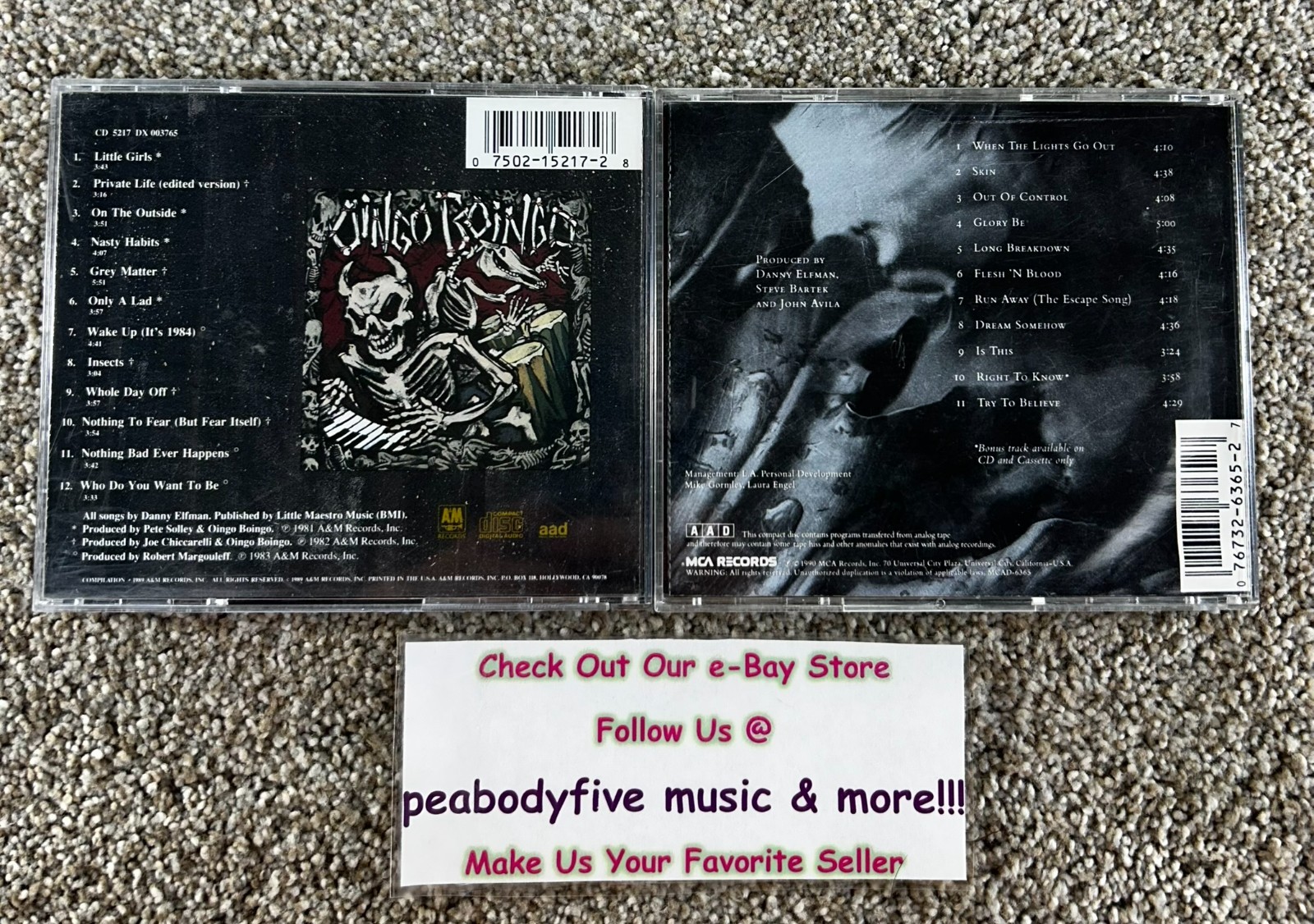 Lot Of 2 OINGO BOINGO CDS - Best Of Skeletons In The Closet, Dark..Tunnel ELFMAN