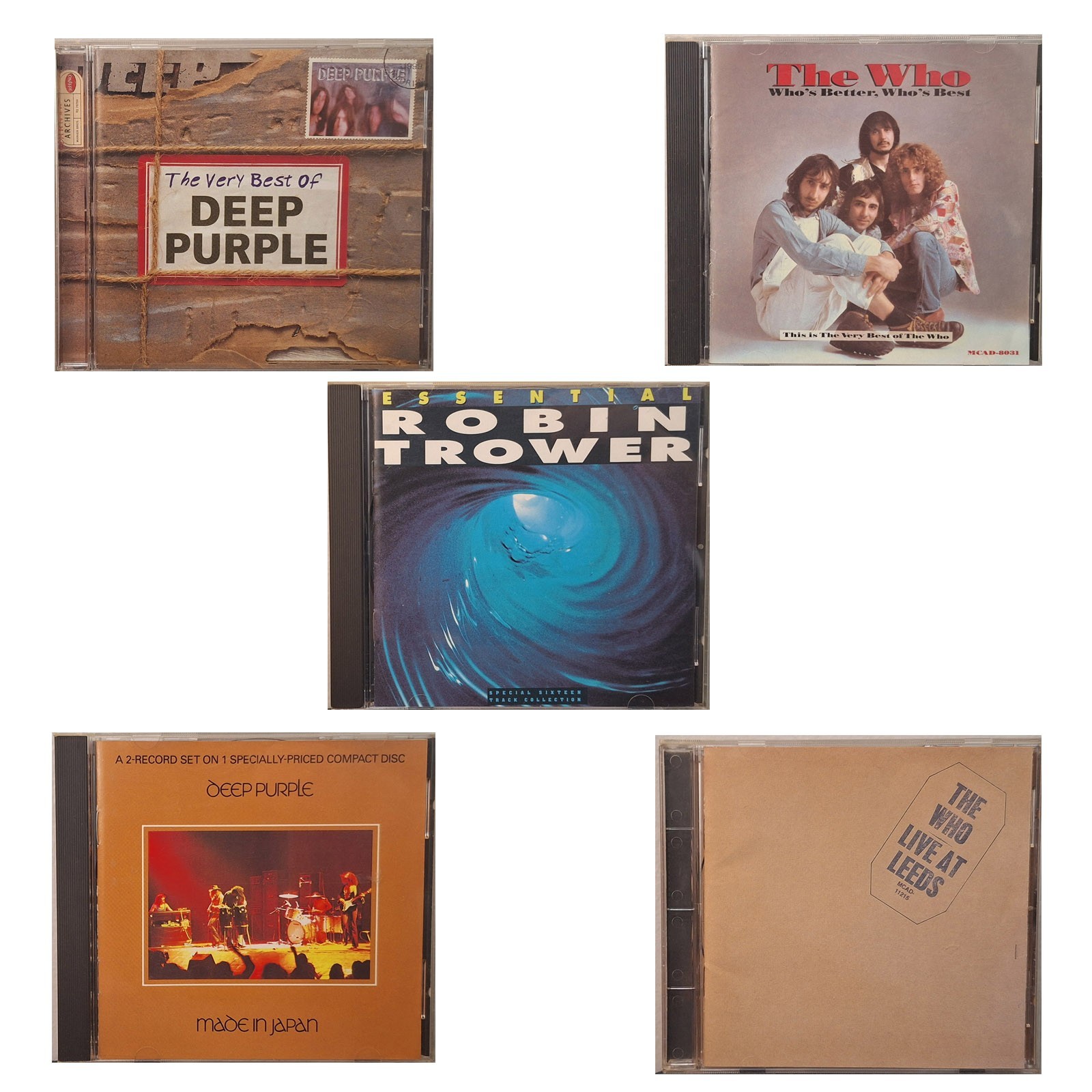 Rock CD bundle 5 CDs 60/70's era - Deep Purple, The Who & Robin Trower