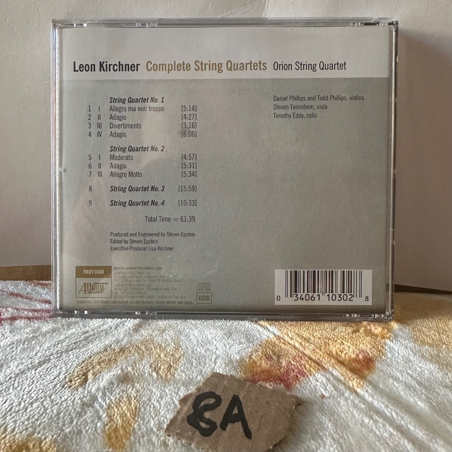 Leon Kirchner - Complete String Quartets CD 2008 Orion String Quartet Classical