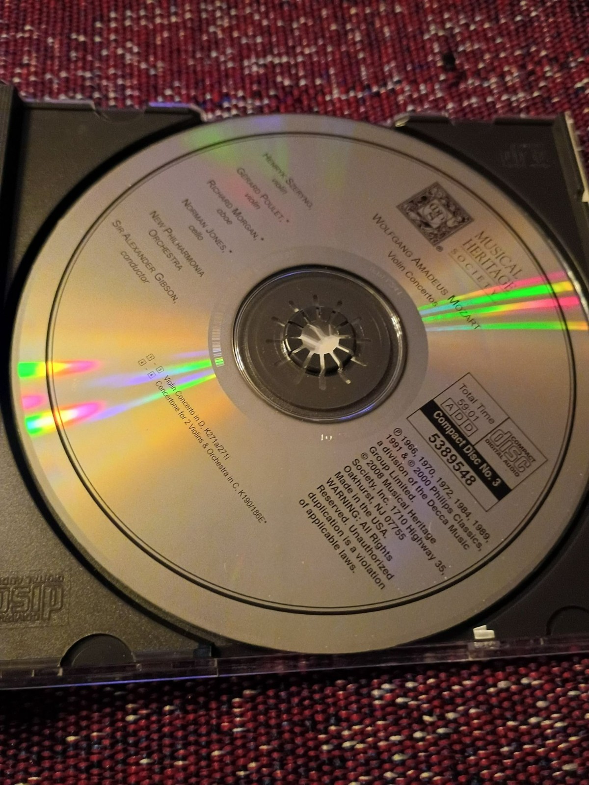 Wolfgang Amadeus Mozart Violin Concertos CD Set By Philips