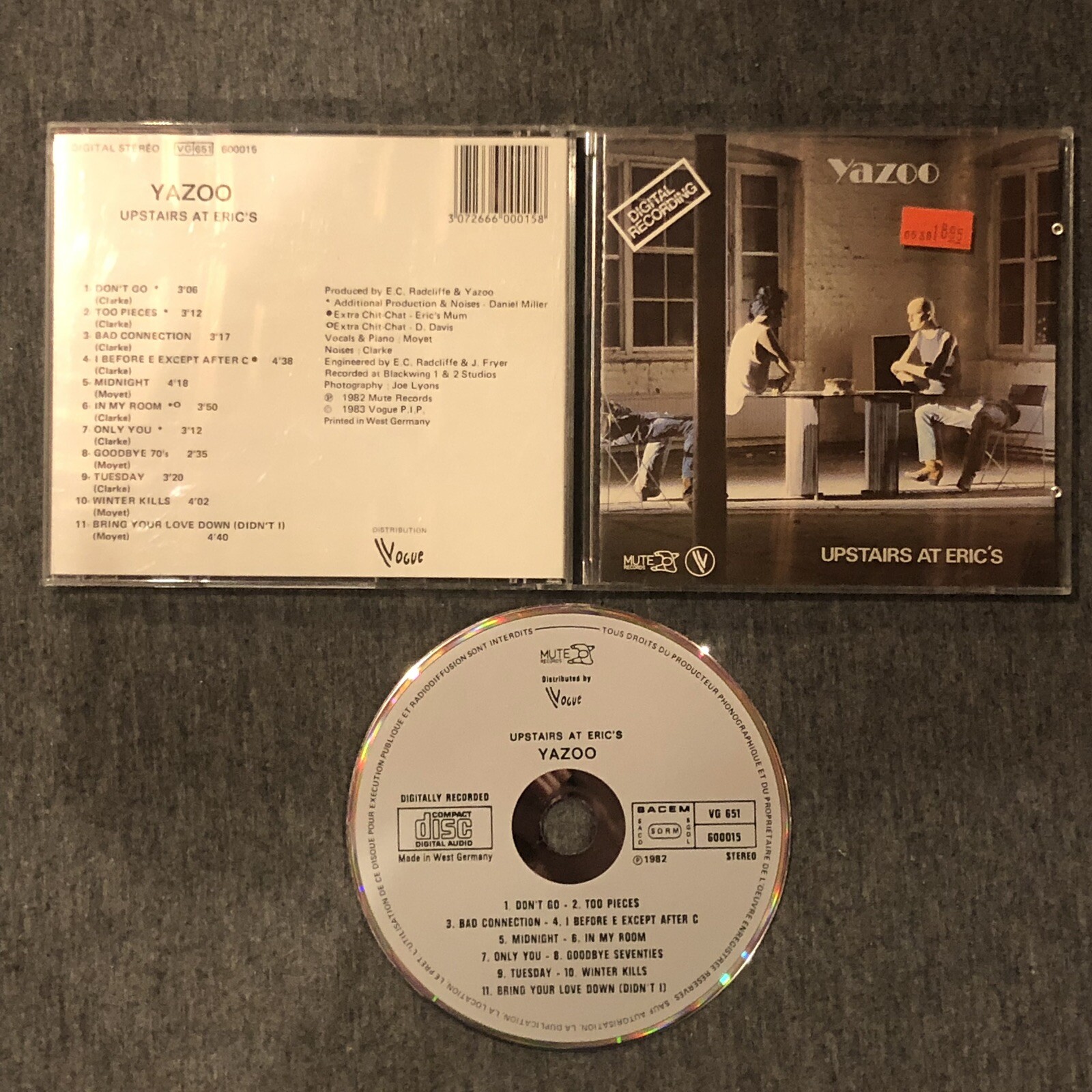 Yazoo Upstairs At Eric's CD West Germany VG 651 (600015) Vogue
