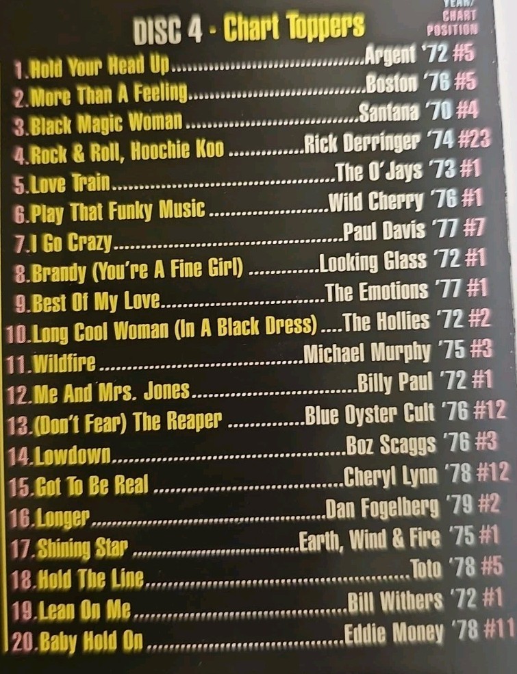 Top Hits Of The 70s 4CD Box Set EX+ Collectables COL-0482BX Styx Free 10cc Toto