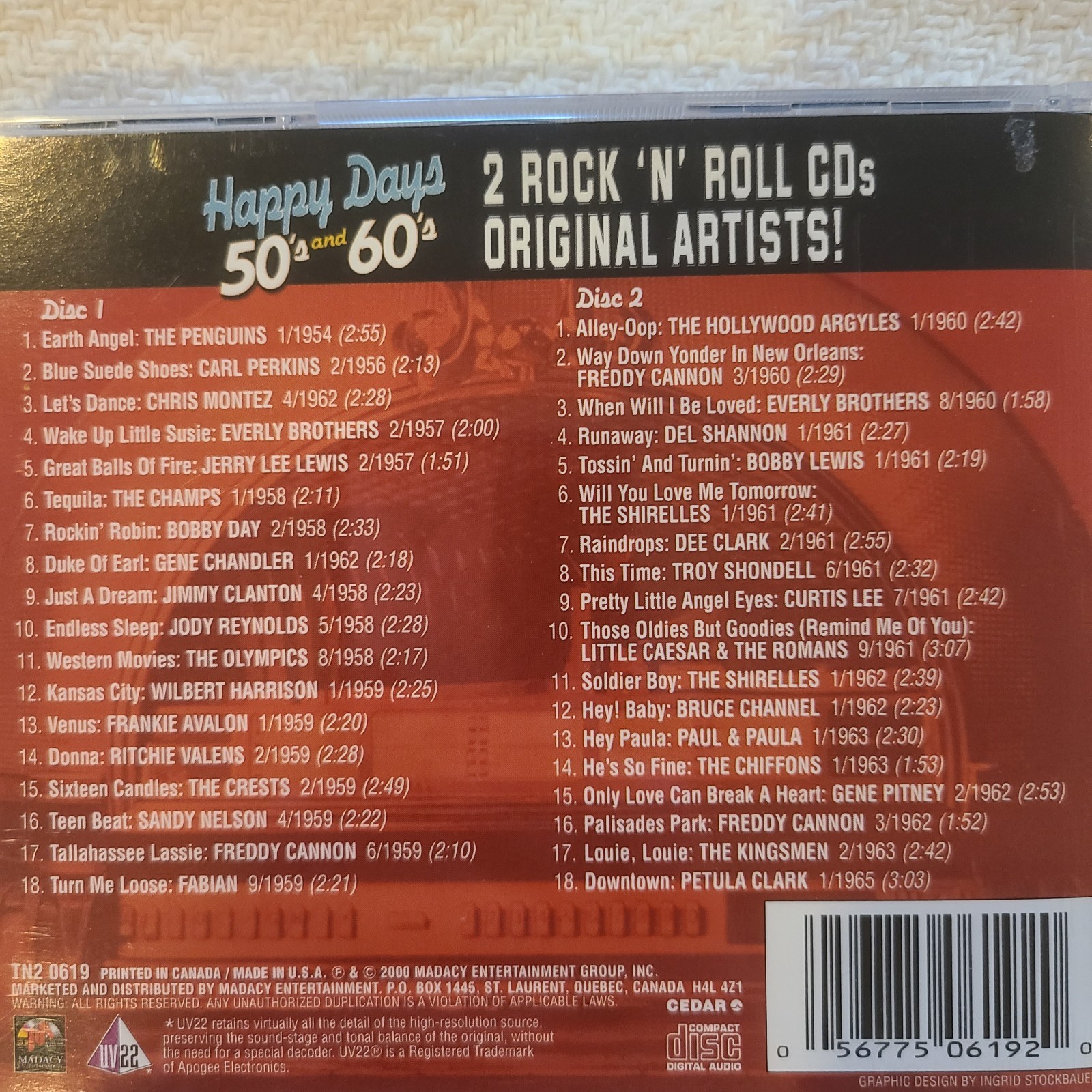 Happy Days 50's & 60's – Rock 'n' Roll Compilation CD 2002 Madacy TN2 0619