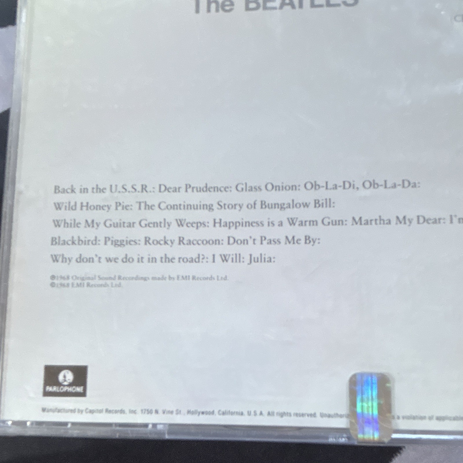 The Beatles The Beatles CD Rock Parlophone 1968 CDP 7 46443 2 CDS 7 46443 8 Mint