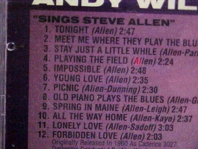 ANDY WILLIAMS CD'S LOT 1950'S Pop Vocal SEALED 2 Lp's on 1 CD unplayed CADENCE