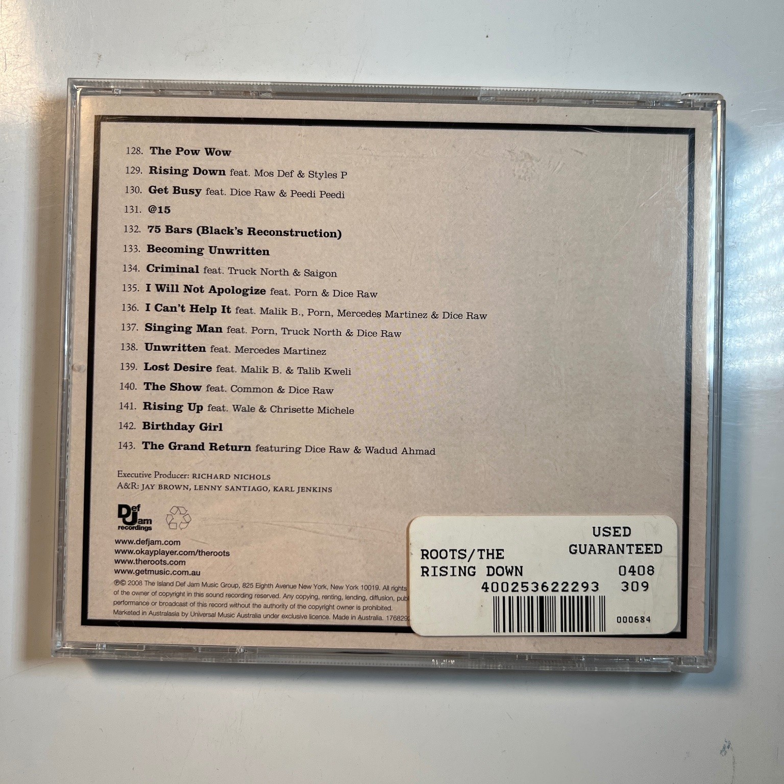 The Roots – Rising Down CD 2008 Def Jam Hip Hop R&B Black Thought