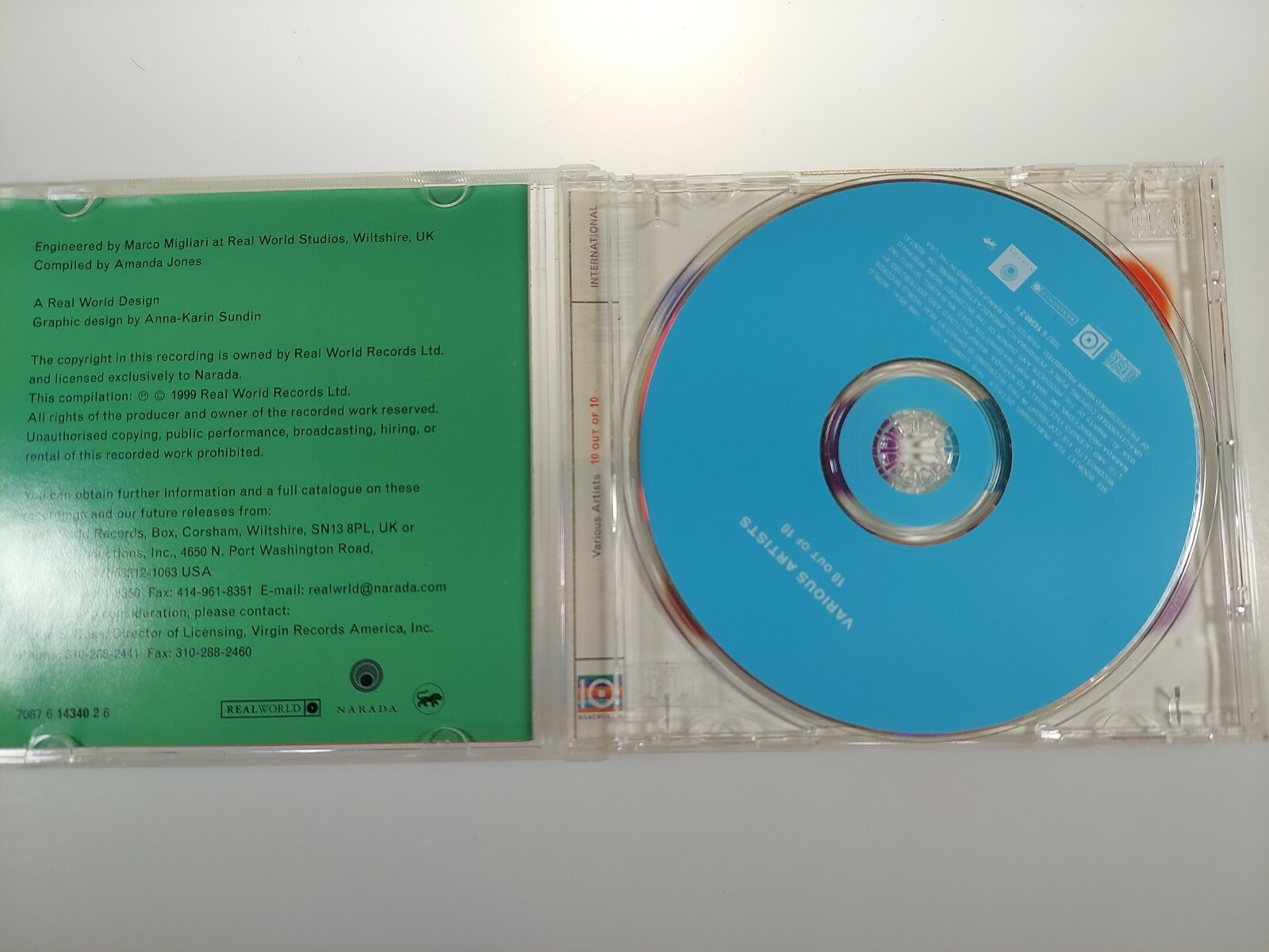 REAL WORLD RECORDS: 10 SONGS FROM 10 YEARS MUSIC CD, 10 V/A TRACKS