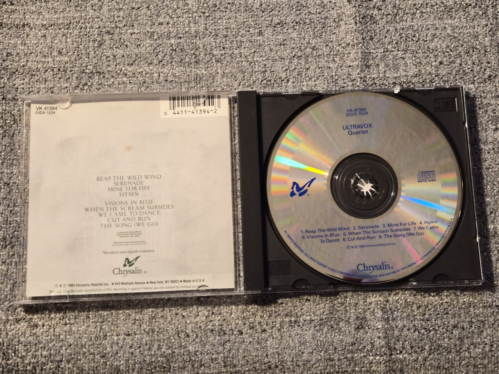 (206) Ultravox – Quartet CD 1983 Chrysalis New Wave Synth Pop
